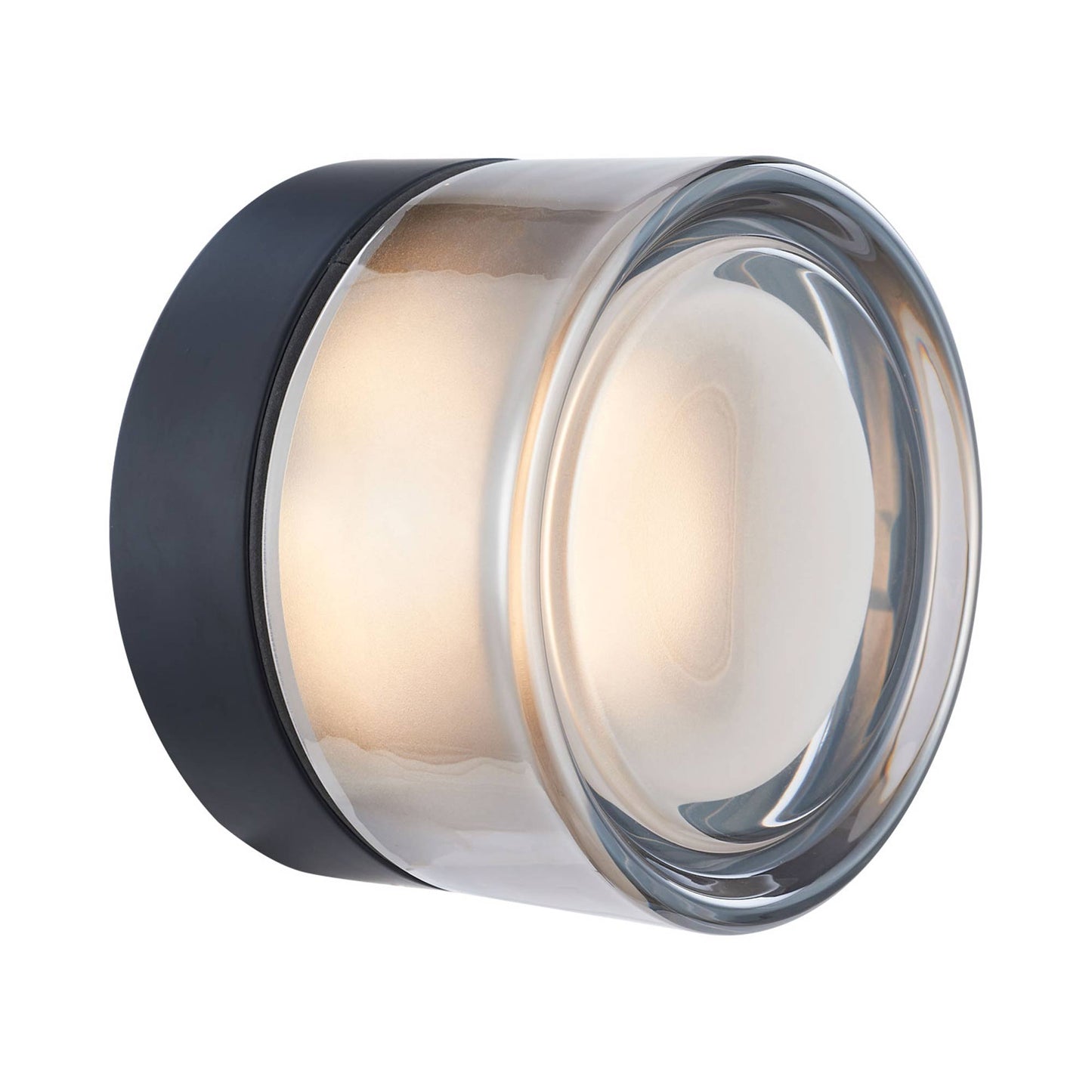 Elf Outdoor LED Ceiling / Wall Light in Matte Black / Smoked Glass.