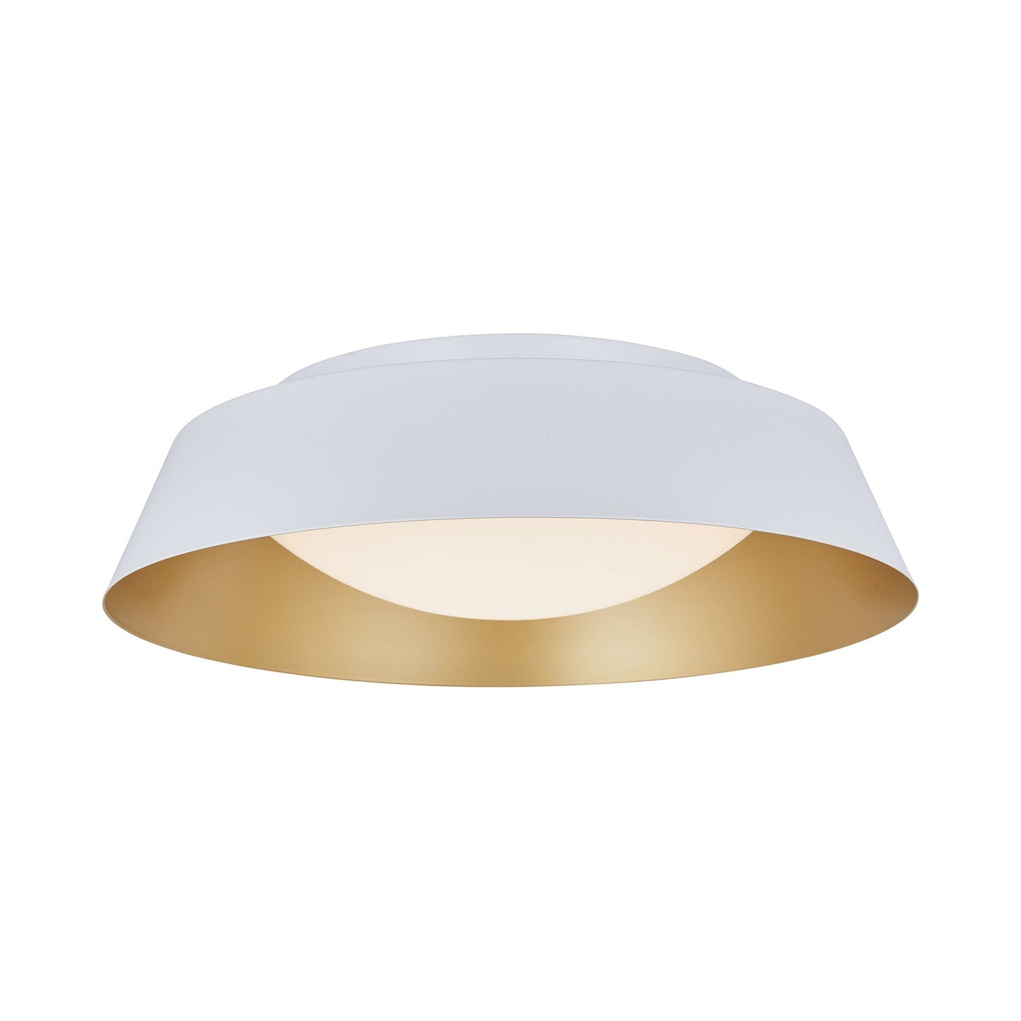 Flare LED Flush Mount Ceiling Light in Matte White/Gold (18-Inch).