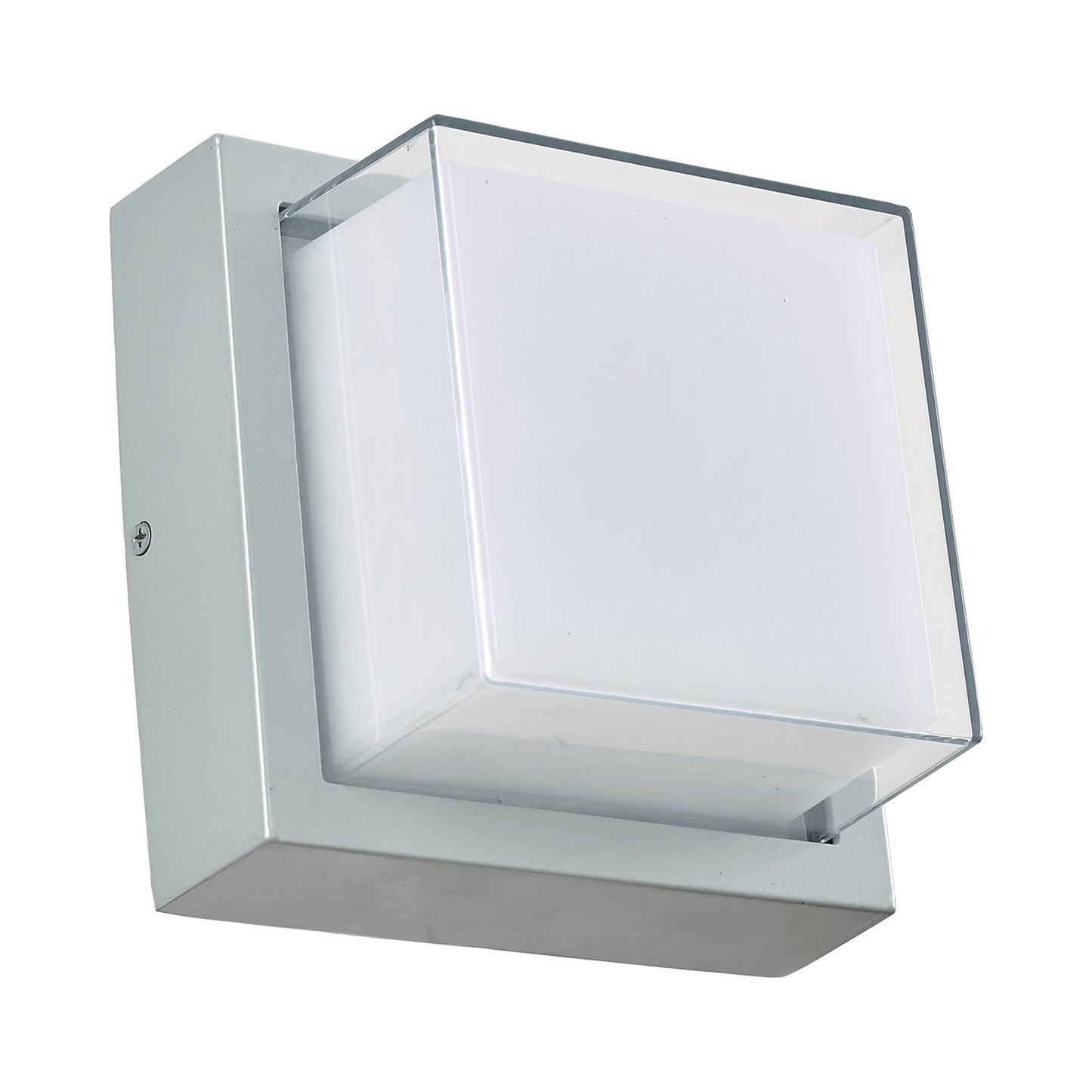 Geo Square Outdoor LED Wall Light in Silica.