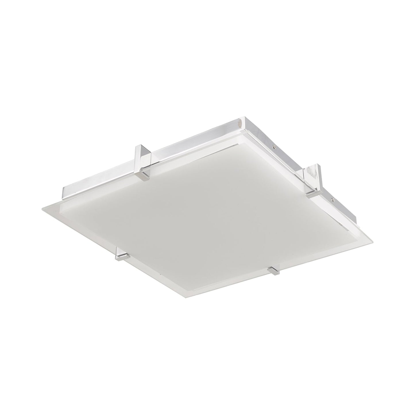 Matrix Square LED Flush Mount Ceiling Light in Chrome (15.35-Inch).