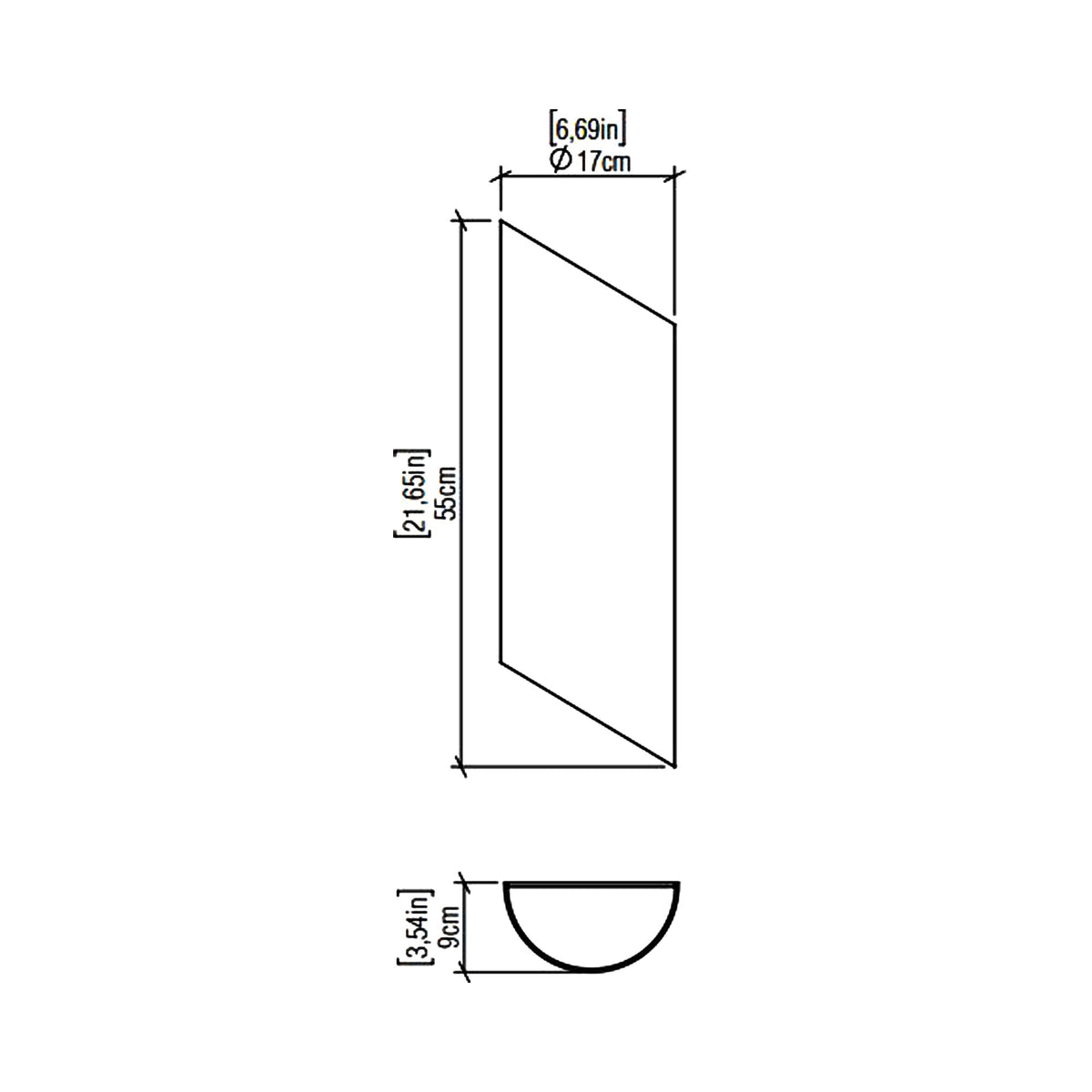 Clean Half Moon Wall Light - line drawing.