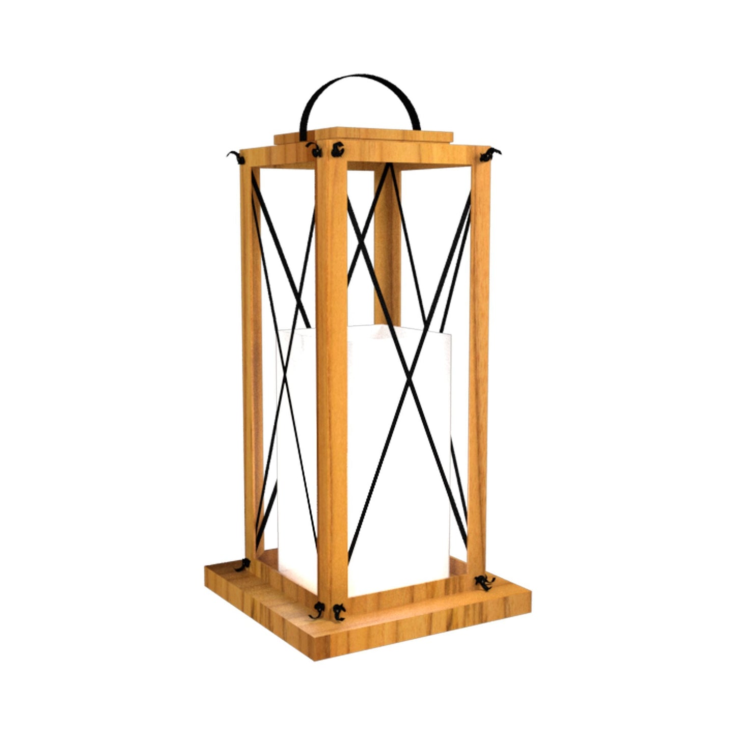 Clean Lantern Floor Lamp in Teak (25.59-Inch).
