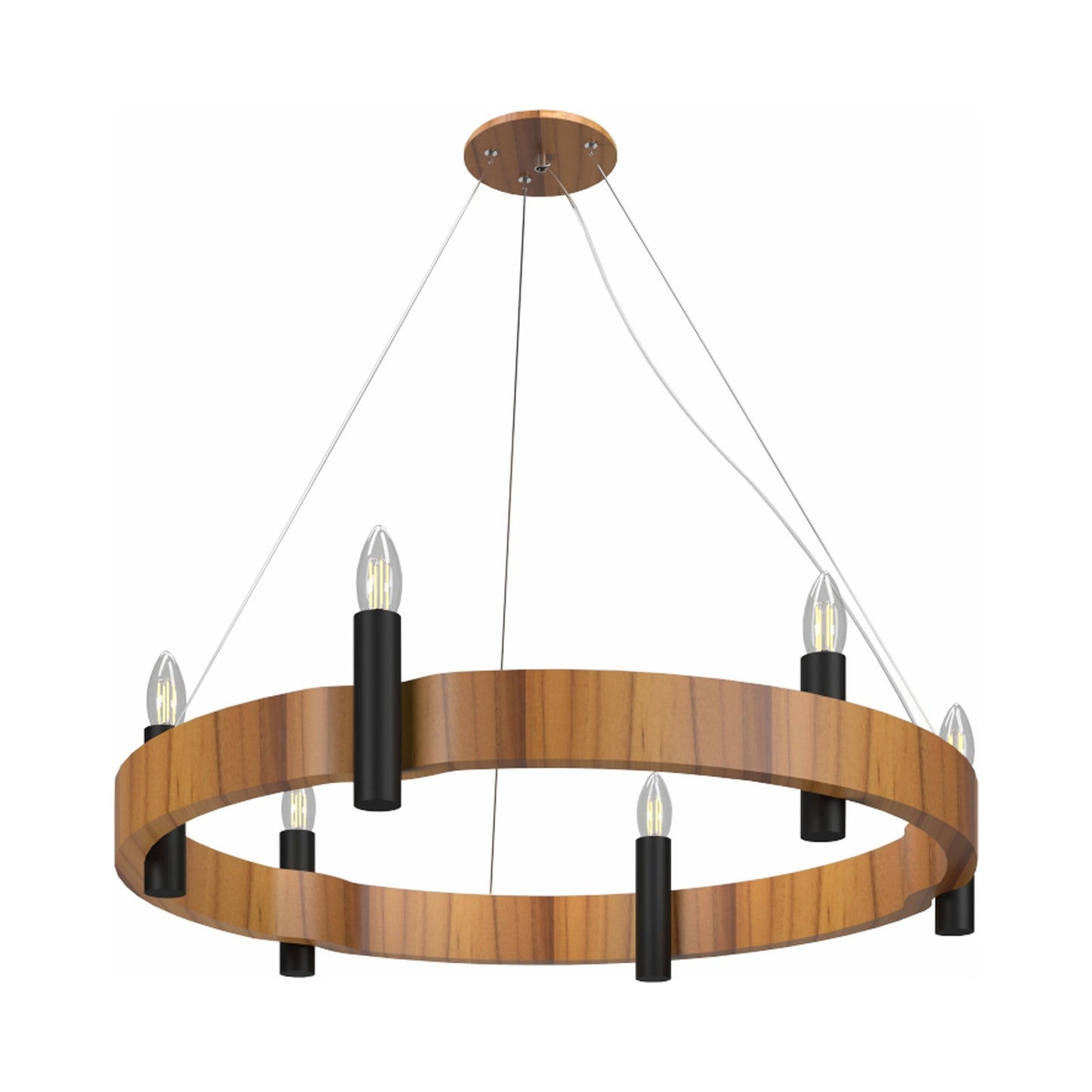 Flow Round Pendant Light in Teak (23.62-Inch).