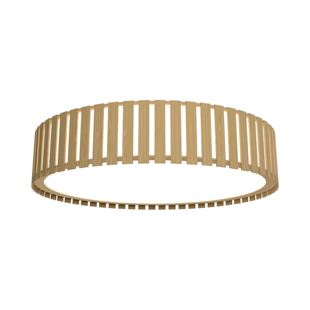 Slatted LED Flush Mount Ceiling Light in Teak.