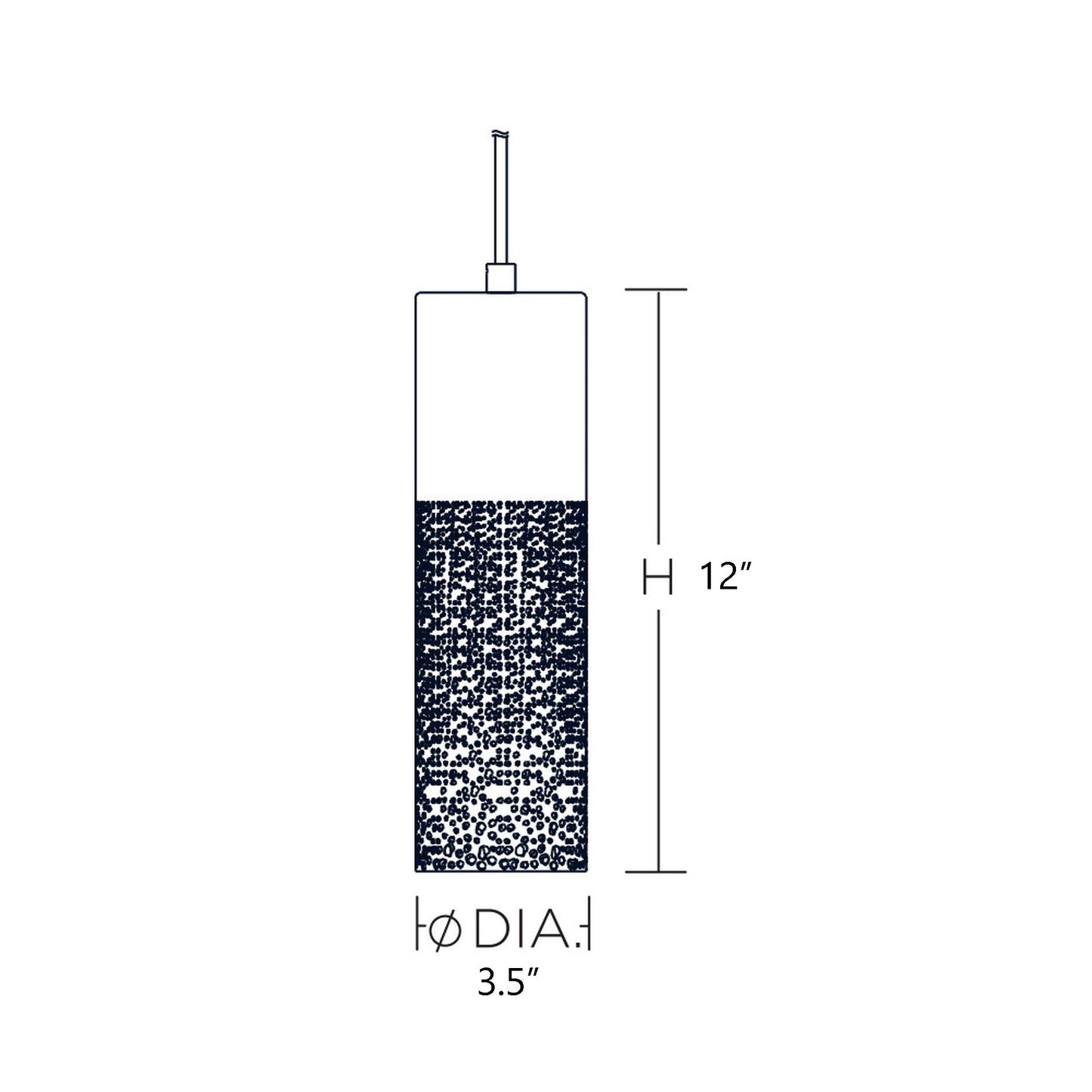 Ash LED Pendant Light - line drawing.