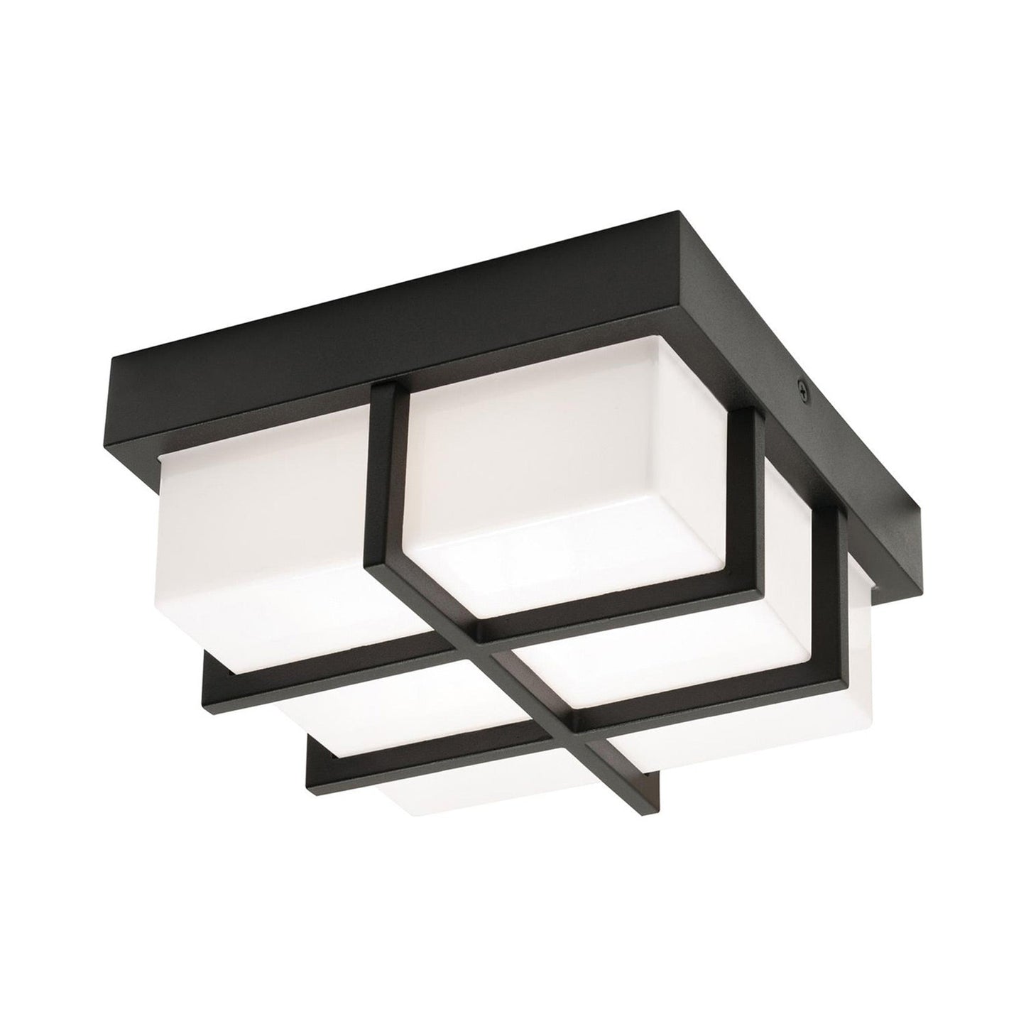 August Outdoor LED Flush Mount Ceiling Light in Black.