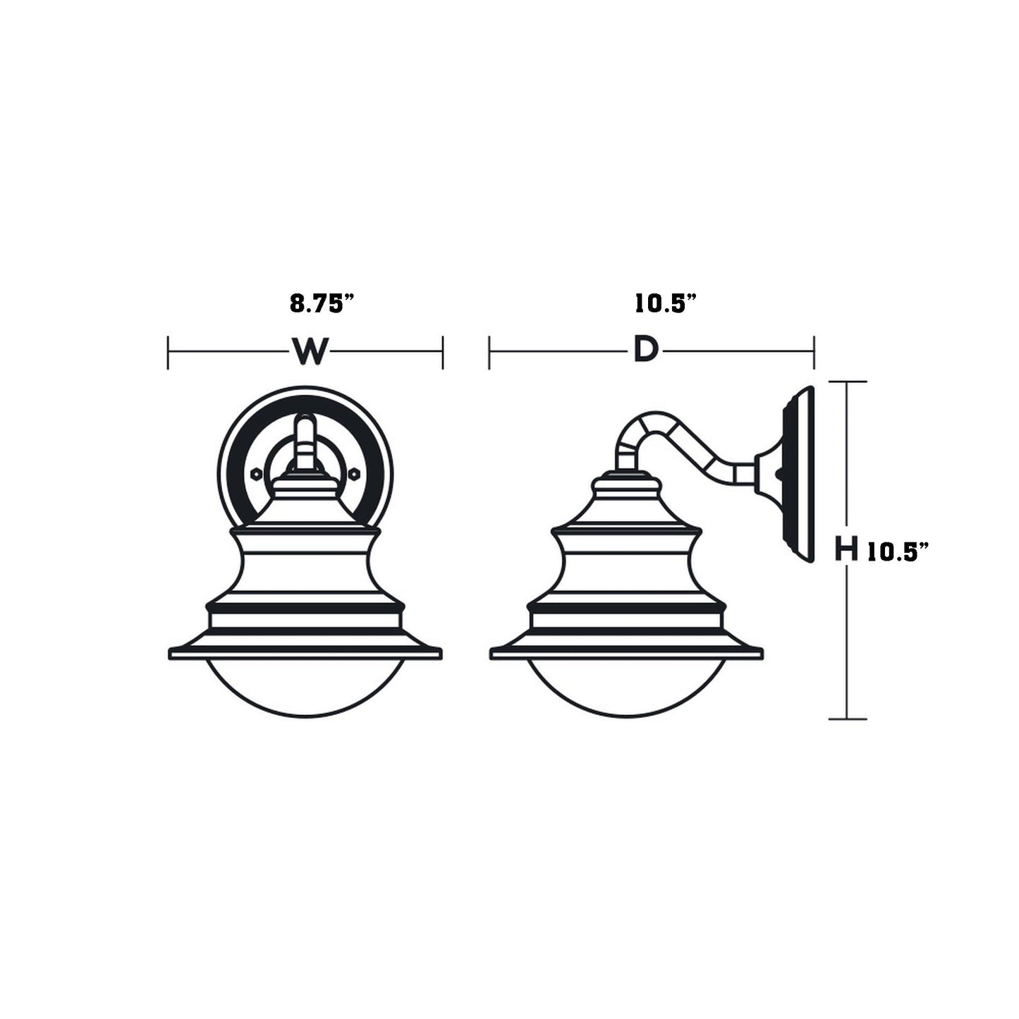 Butler Outdoor LED Wall Light - line drawing.