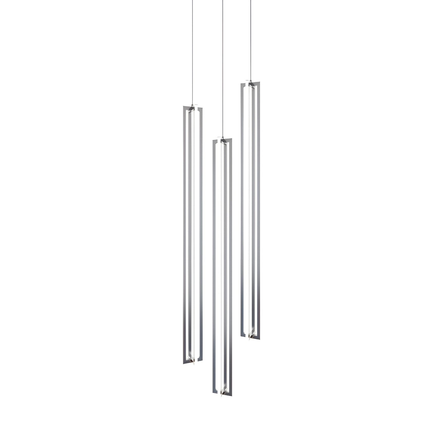 Cass Round LED Pendant Light in Satin Nickel (48-Inch).