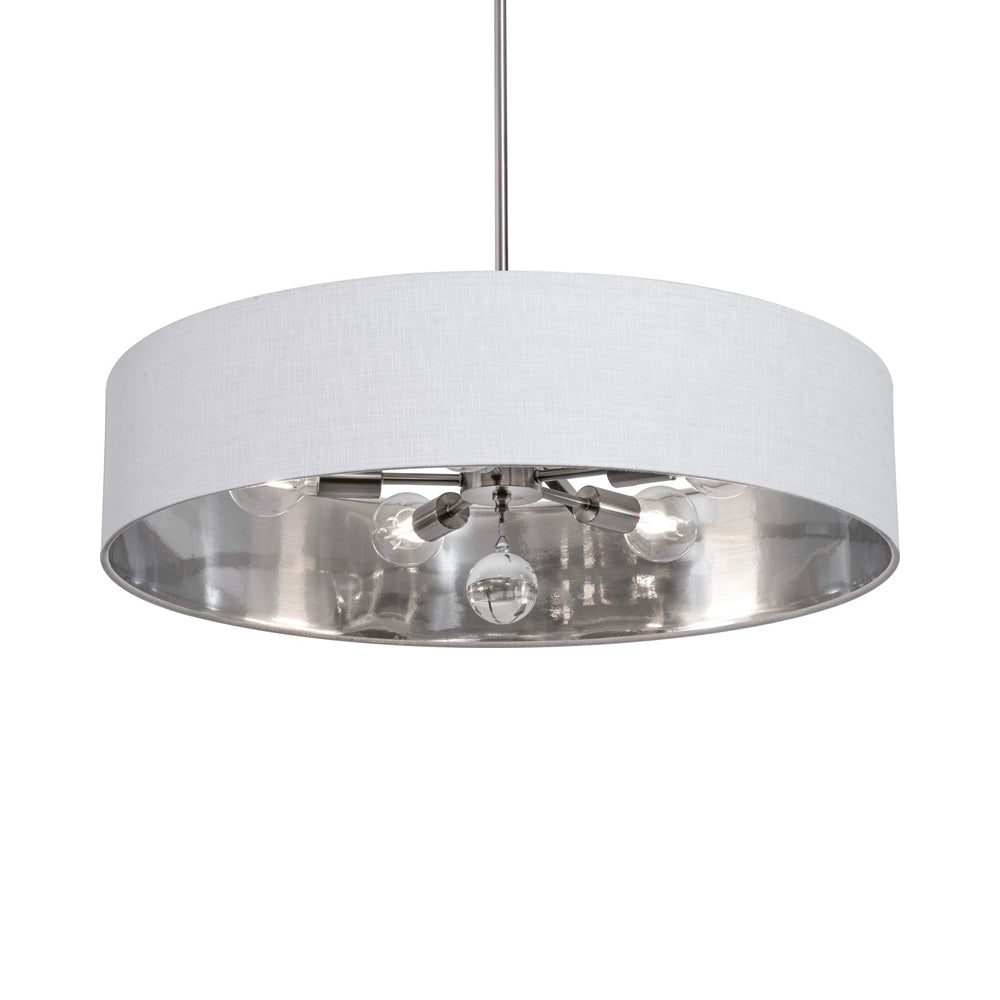 Celine Pendant Light in Satin Nickel/White/Silver (30-Inch).