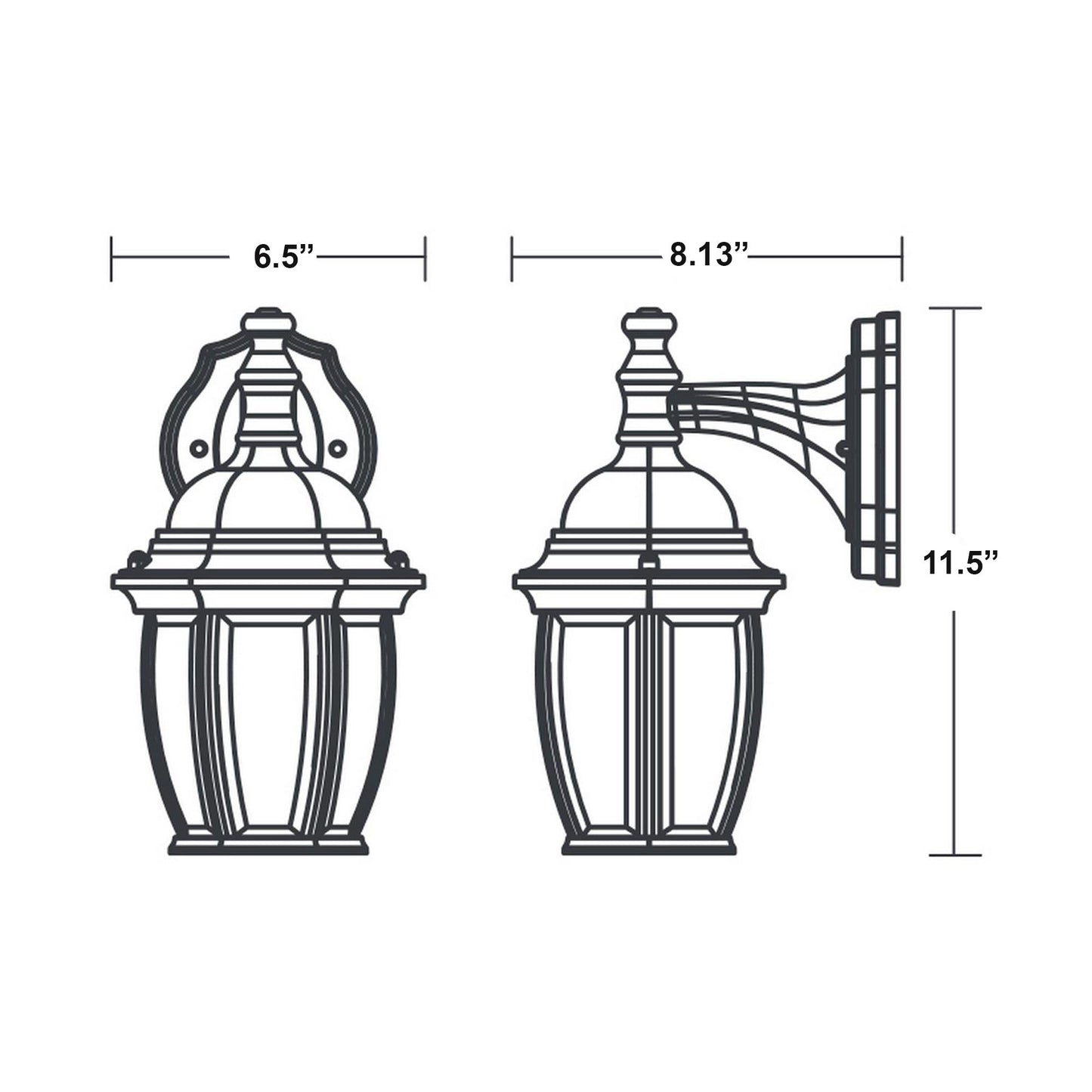 Clark Outdoor LED Wall Light - line drawing.