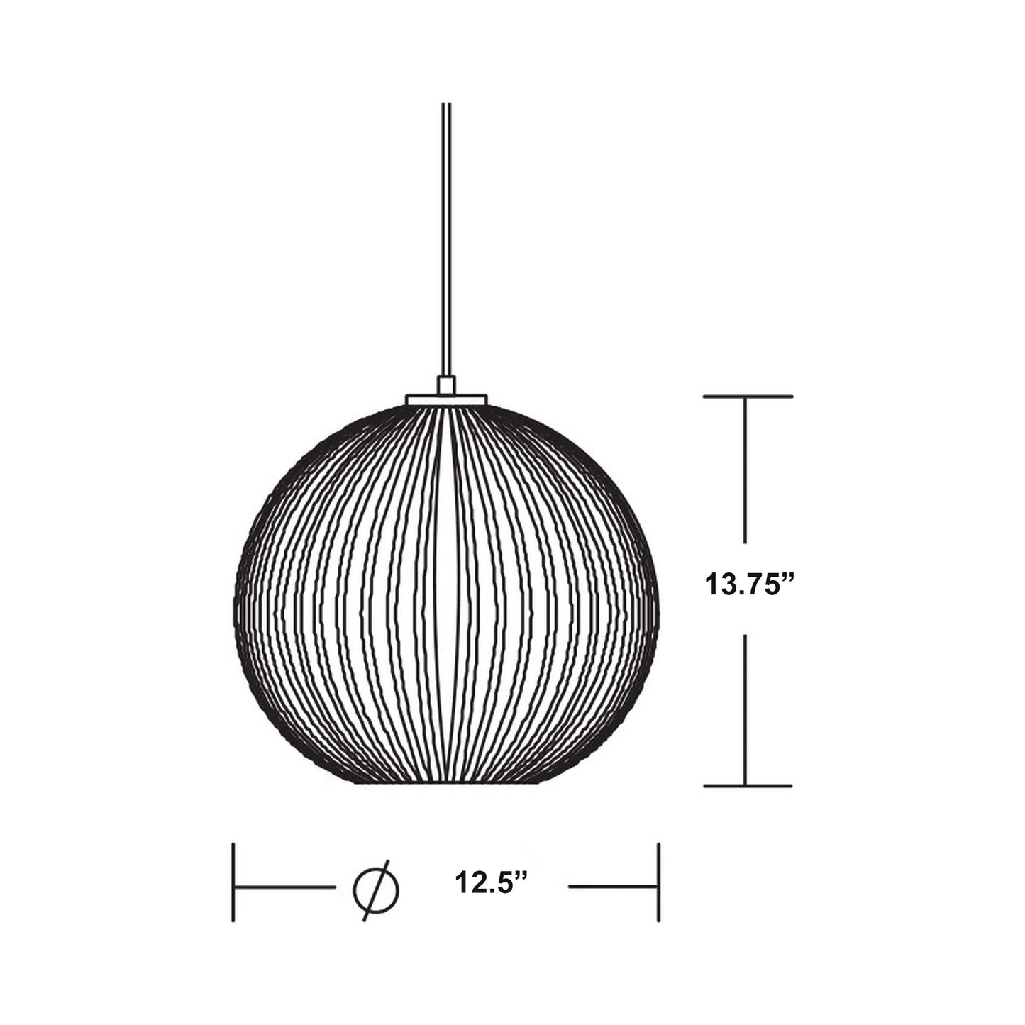 Cleo Pendant Light - line drawing.