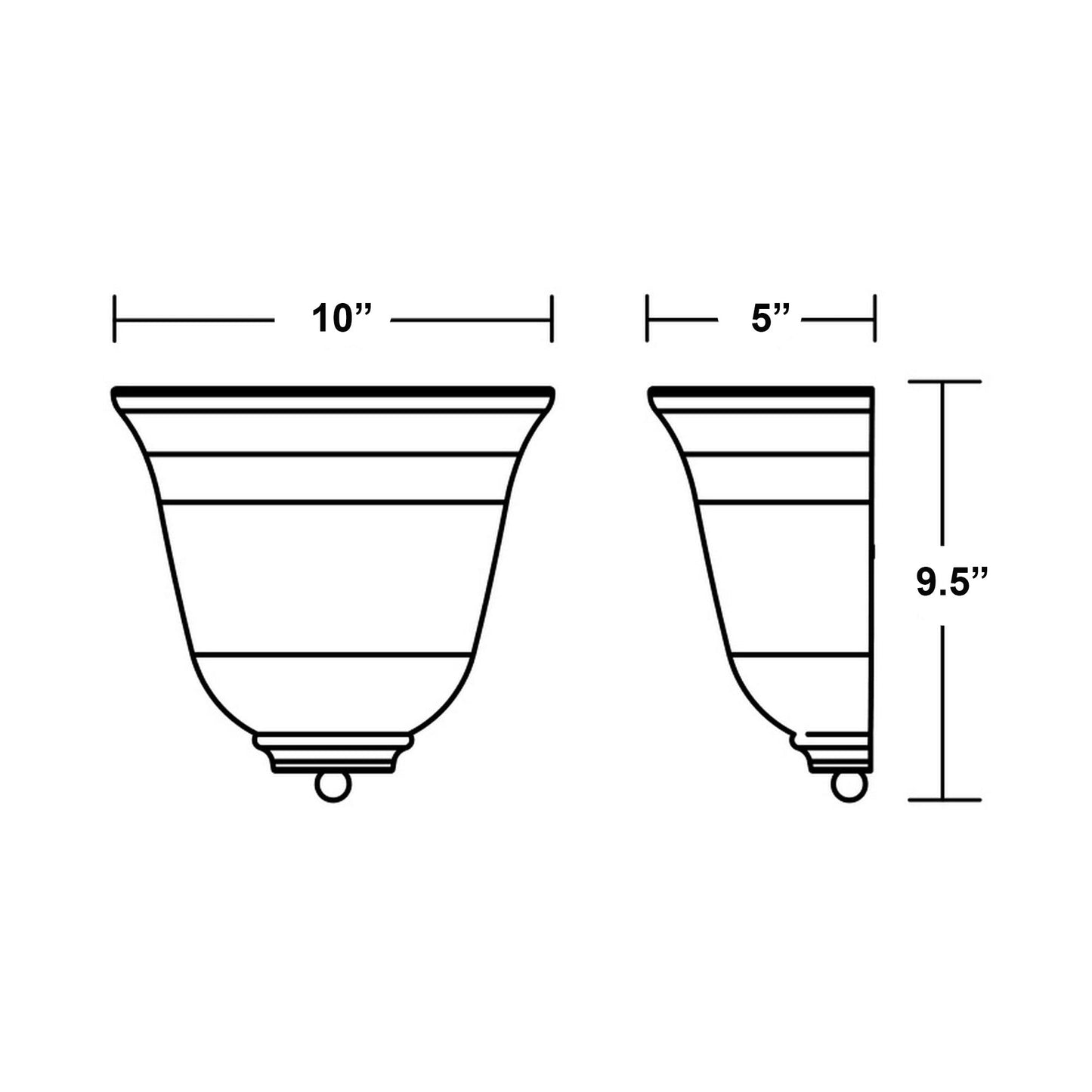 Corsa Wall Light - line drawing.