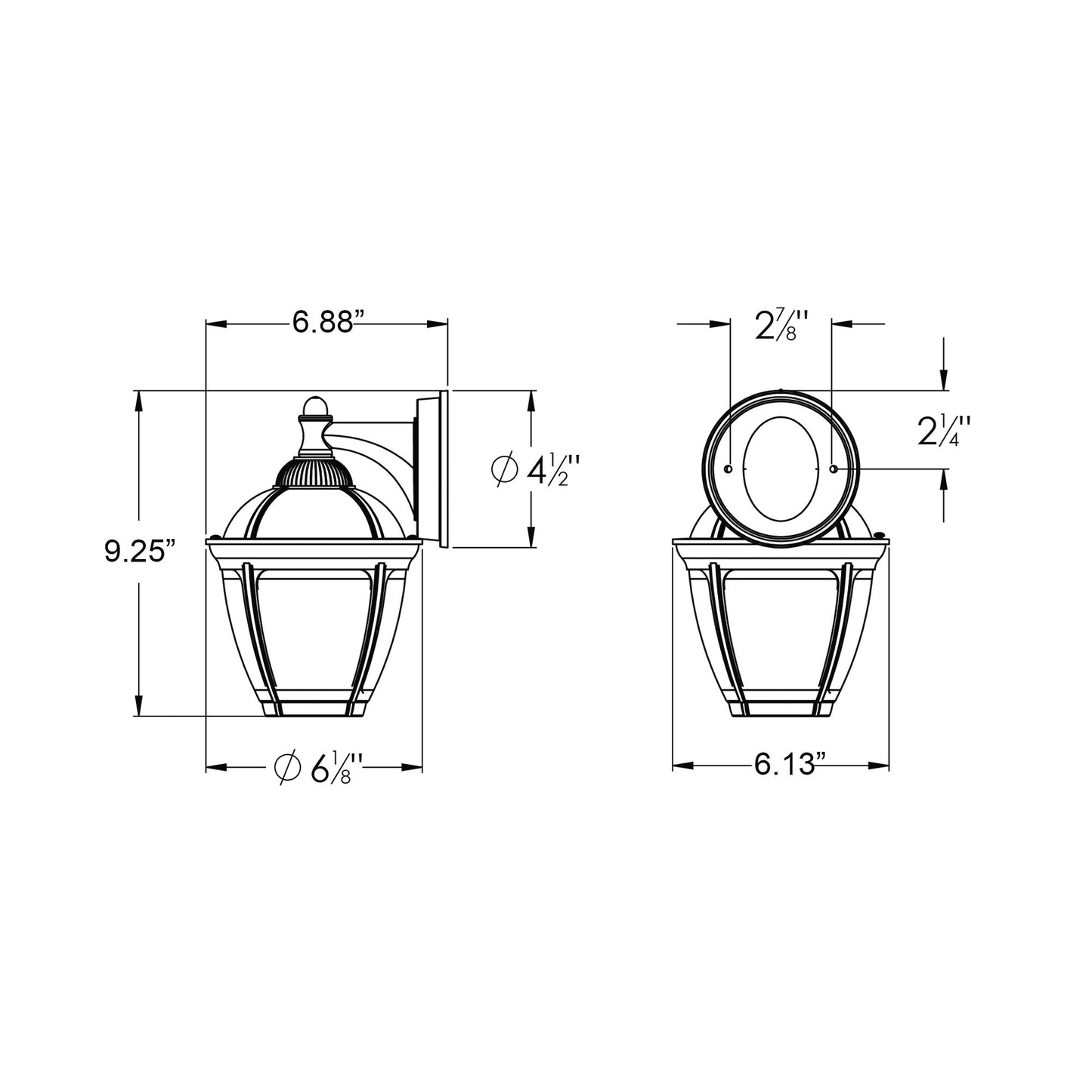 Dawson Outdoor LED Wall Light - line drawing.