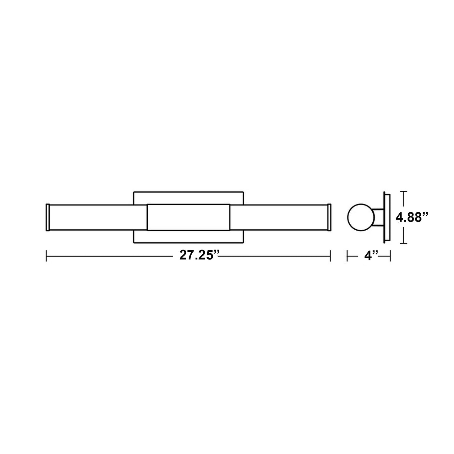 Dax LED Bath Vanity Light - line drawing.