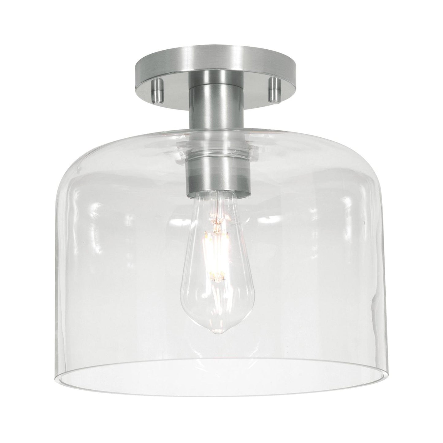 Elsa Semi Flush Mount Ceiling Light in Satin Nickel.