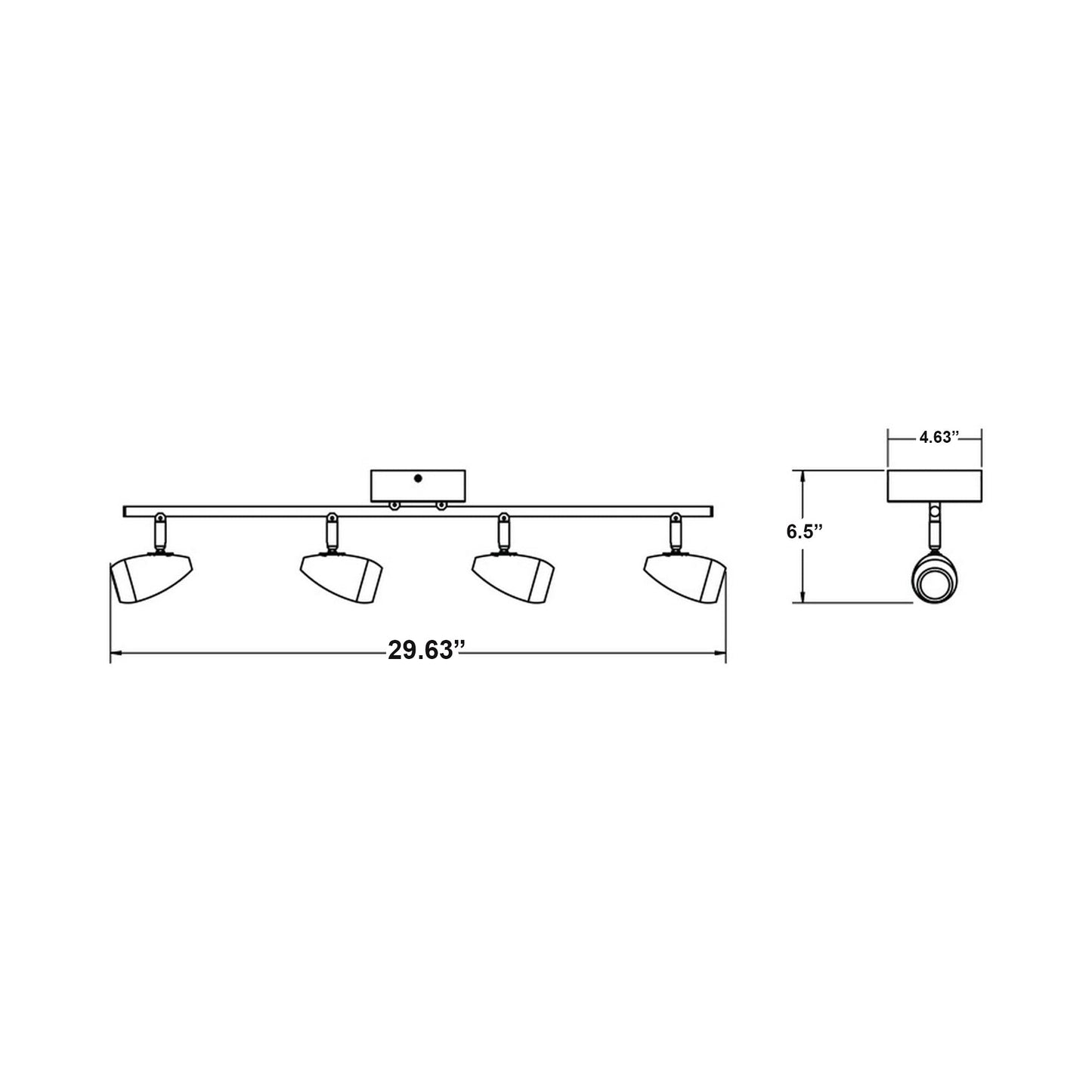Eva LED Track Ceiling / Wall Light - line drawing.