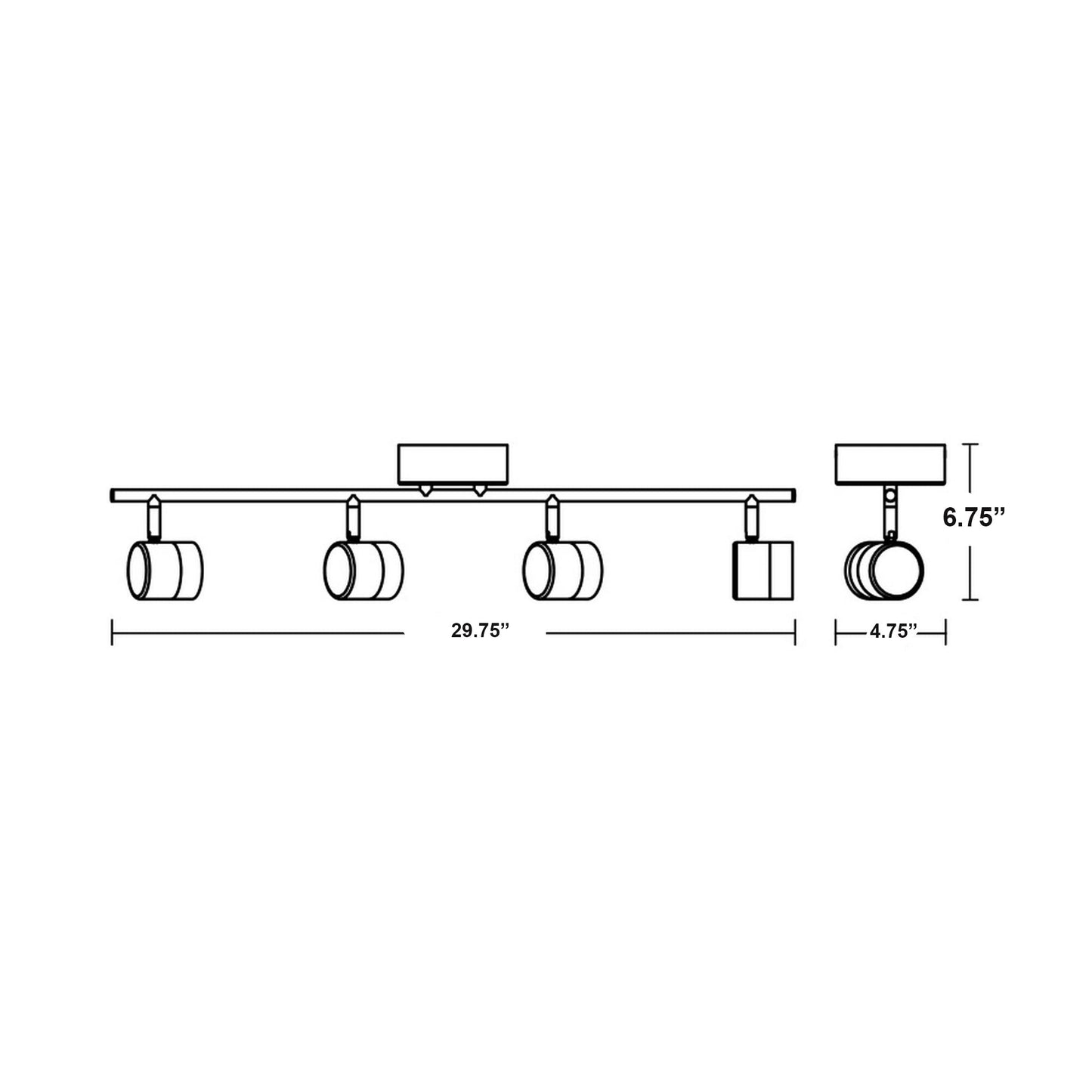 Gregor LED Track Ceiling / Wall Light - line drawing.