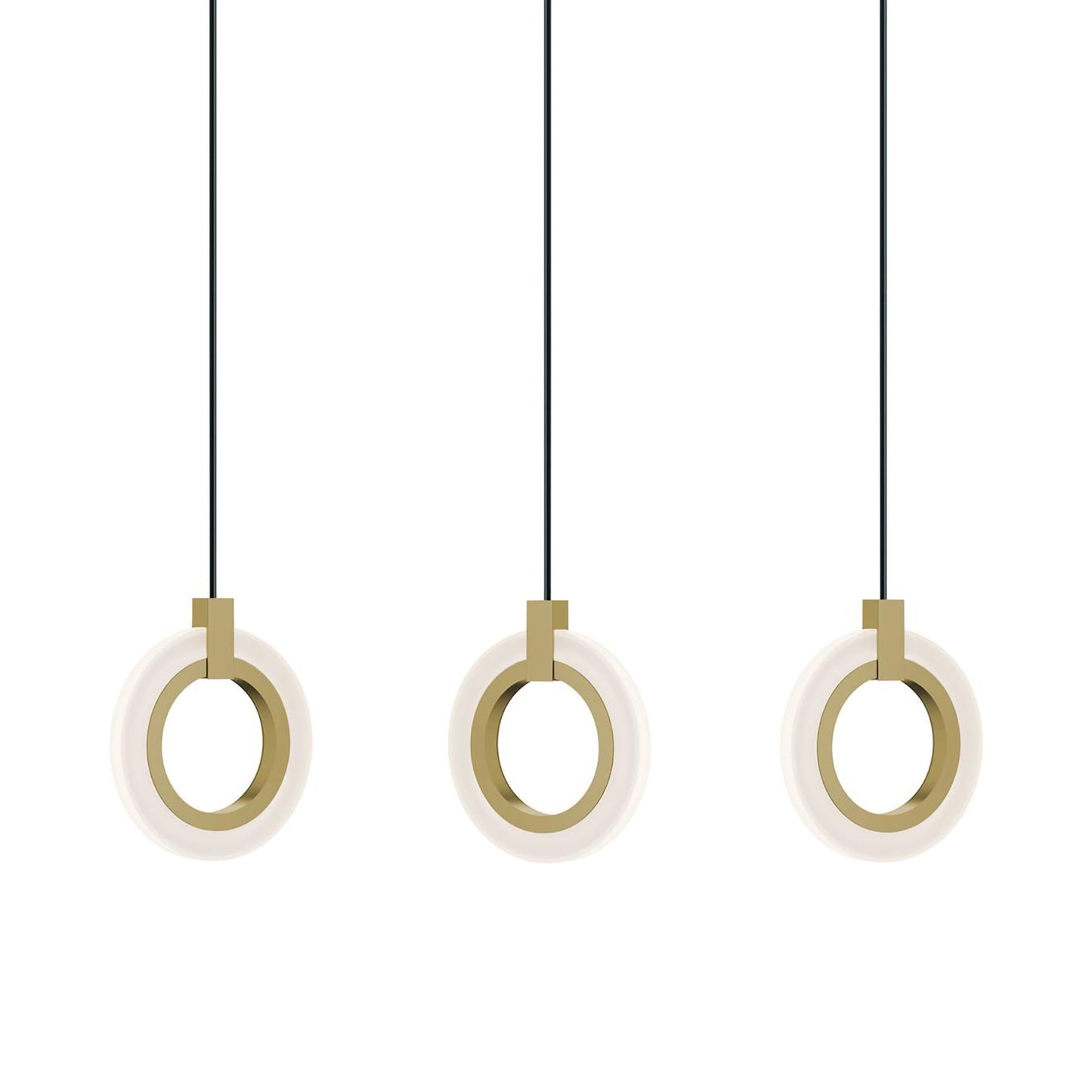 Halo LED Linear Pendant Light in Light Antique Brass.