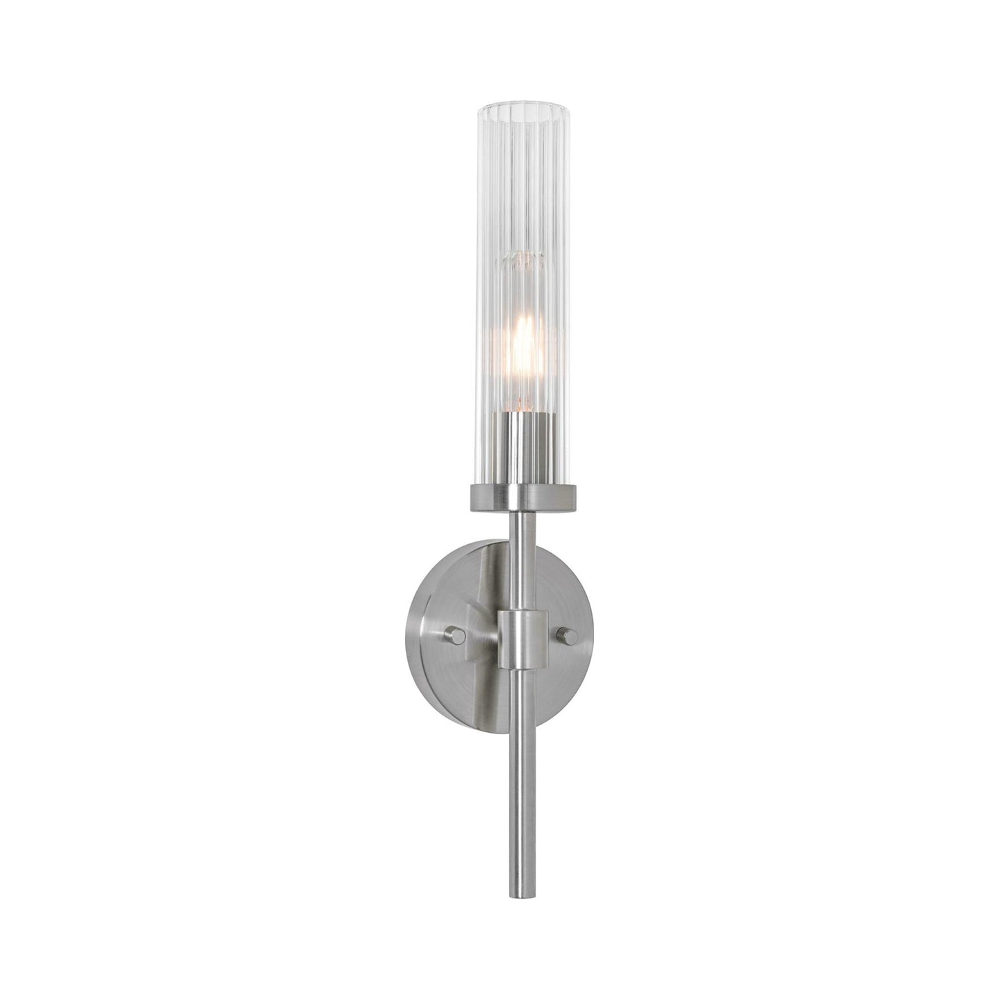 Huntington Wall Light in Satin Nickel.