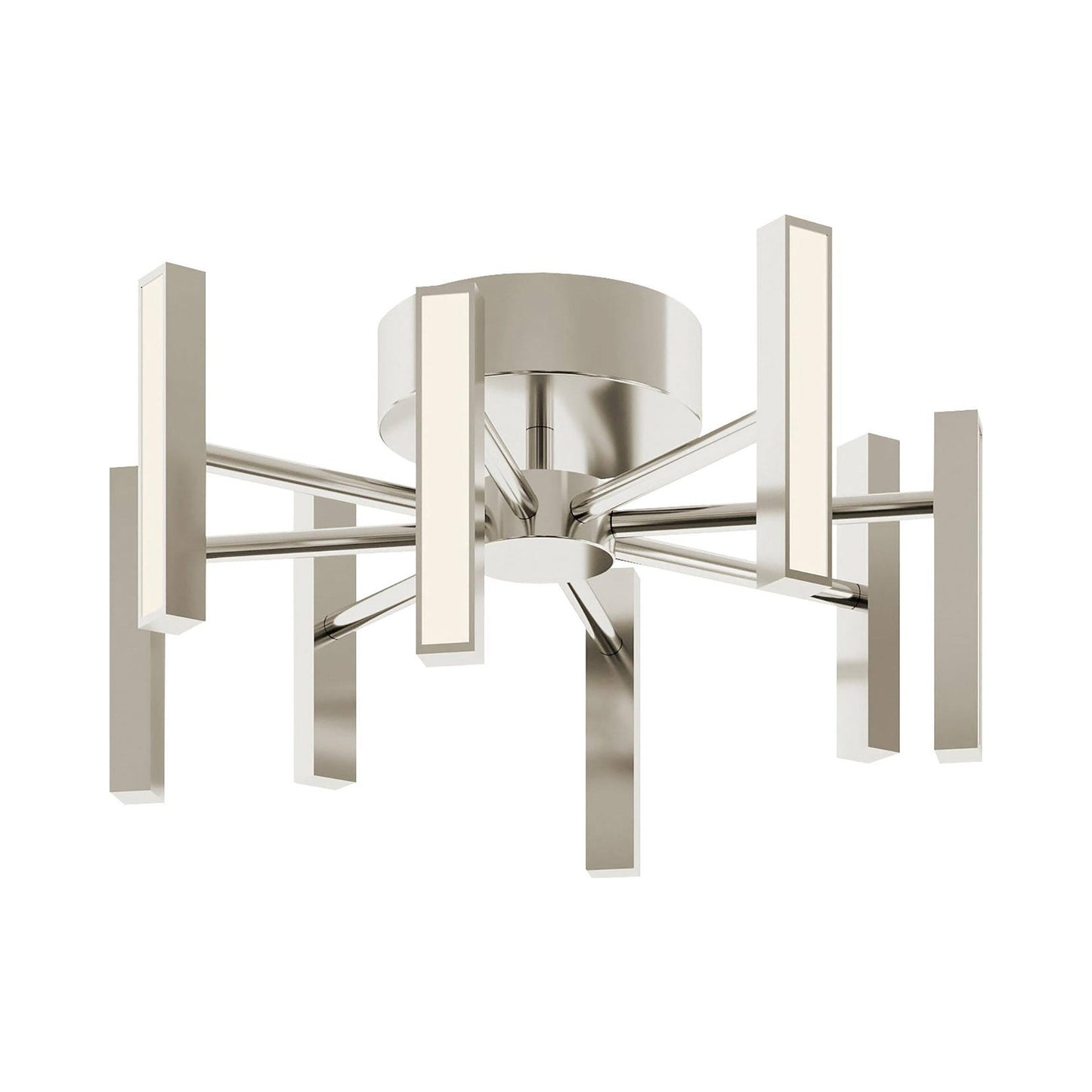 Indra LED Semi Flush Mount Ceiling Light in Satin Nickel.