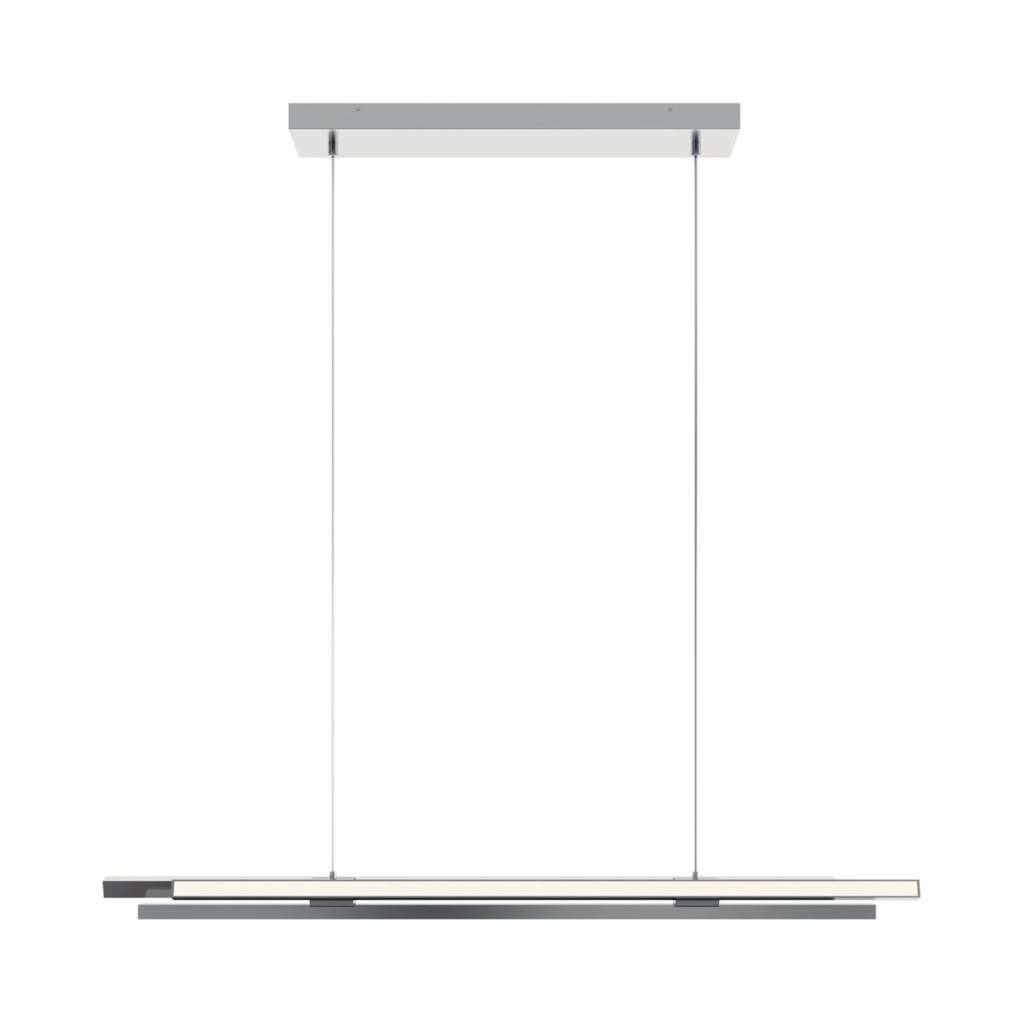 Indra Linear LED Pendant Light in Satin Nickel.