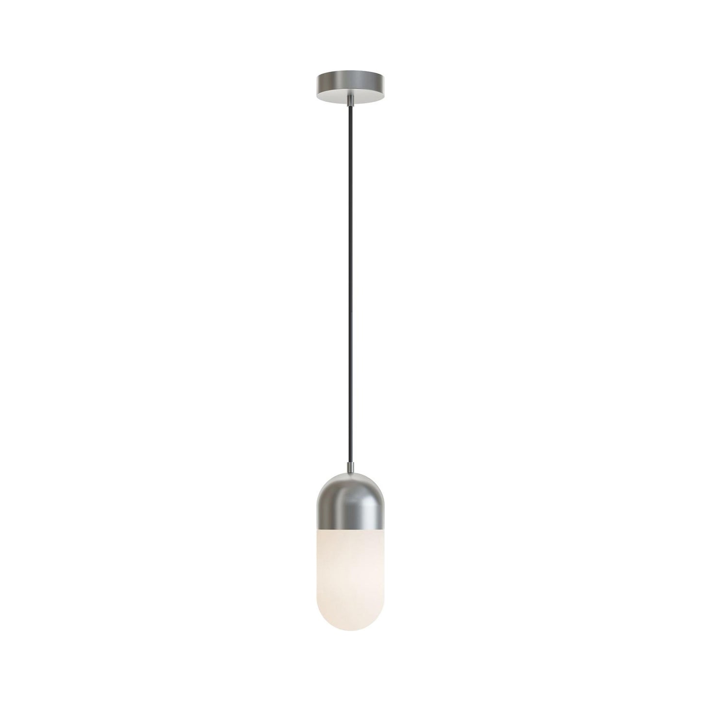 Irvine LED Single Pendant Light in Satin Nickel.