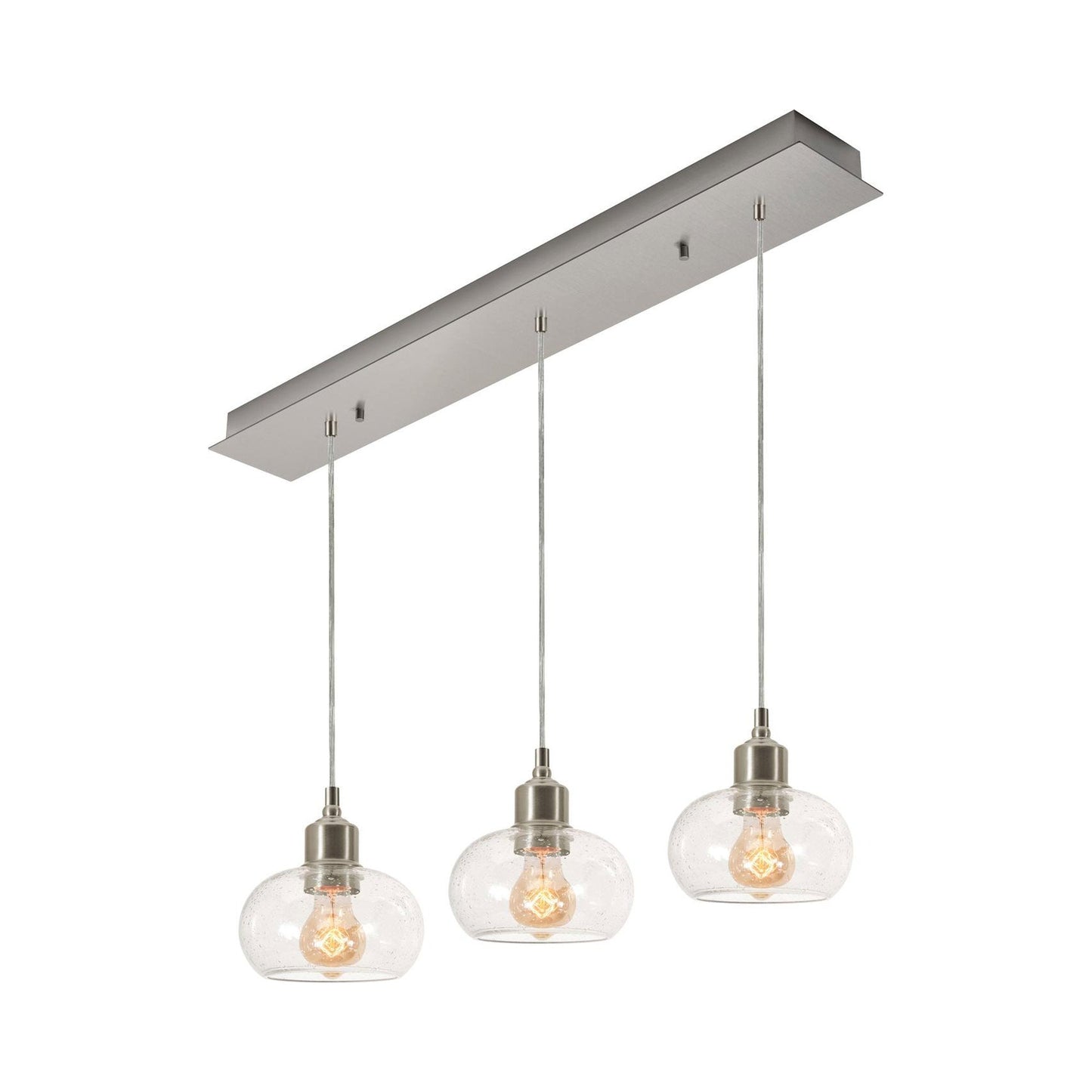 Laney Linear Pendant Light in Satin Nickel.