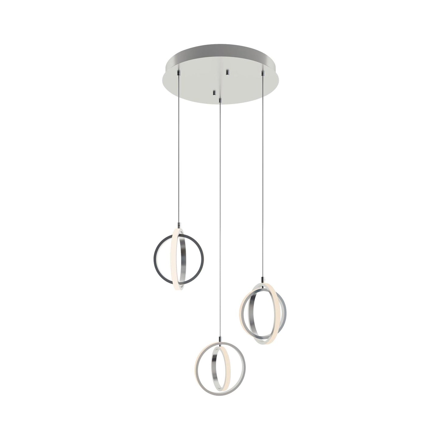 Lock Round LED Pendant Light in Satin Nickel.