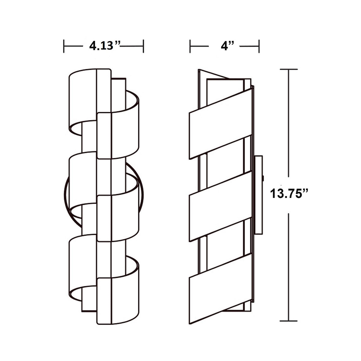 Louie LED Wall Light - line drawing.