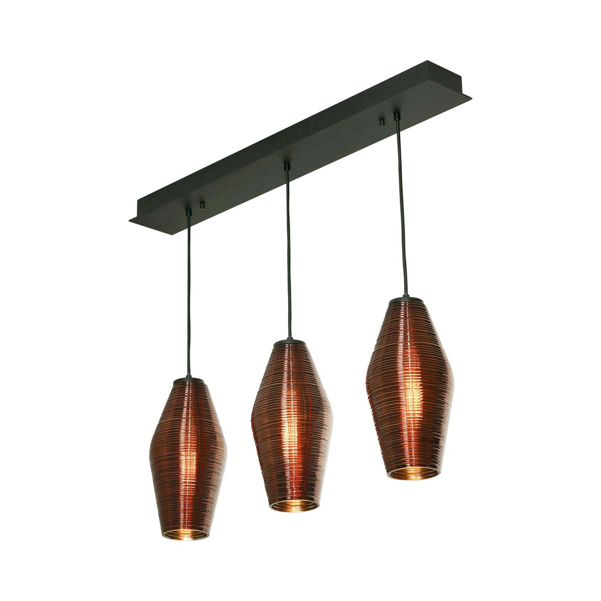 Mila Linear Pendant Light in Black/Copper.
