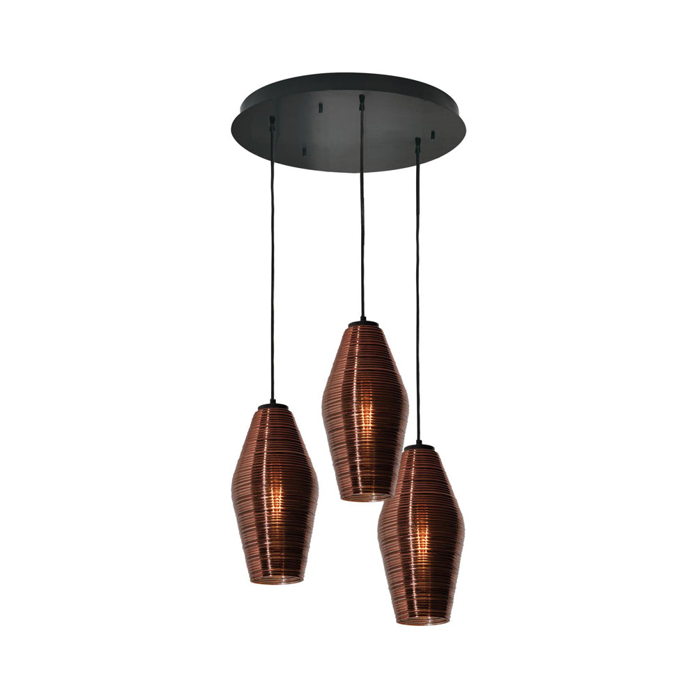 Mila Round Pendant Light in Black/Copper.