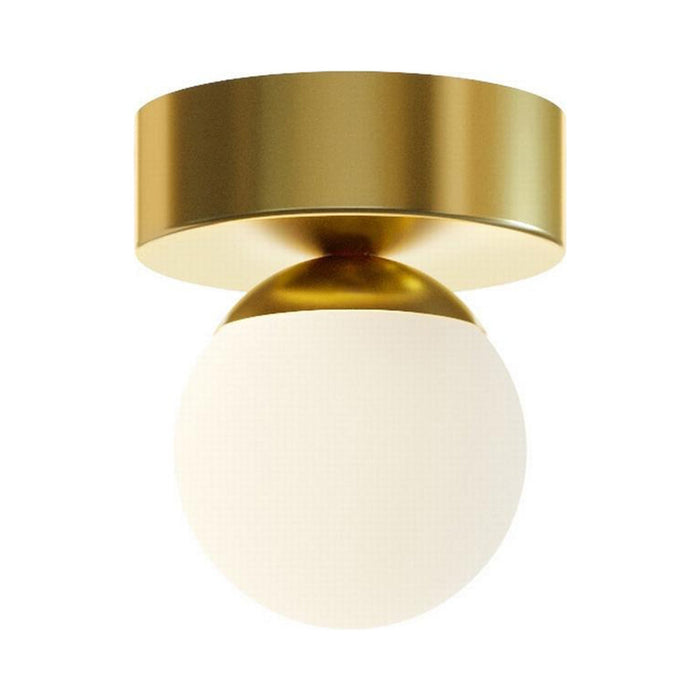 Pearl LED Flush Mount Ceiling Light in Satin Brass.