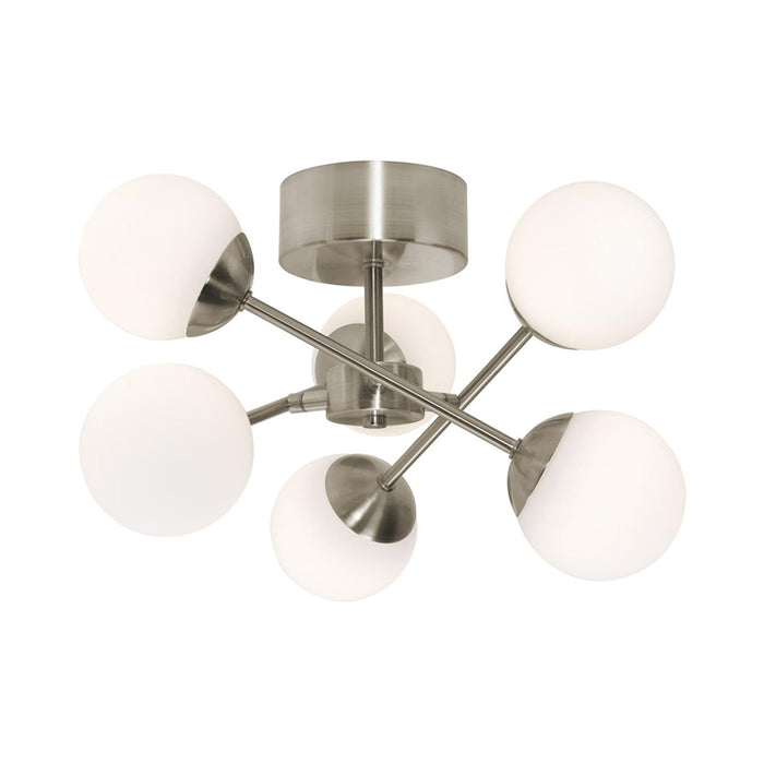 Pearl LED Semi Flush Mount Ceiling Light in Satin Nickel.