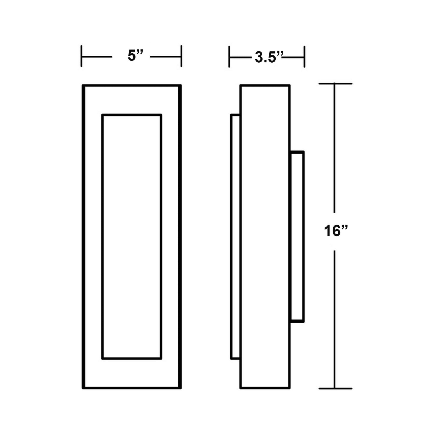 Reveal LED Wall Light - line drawing.