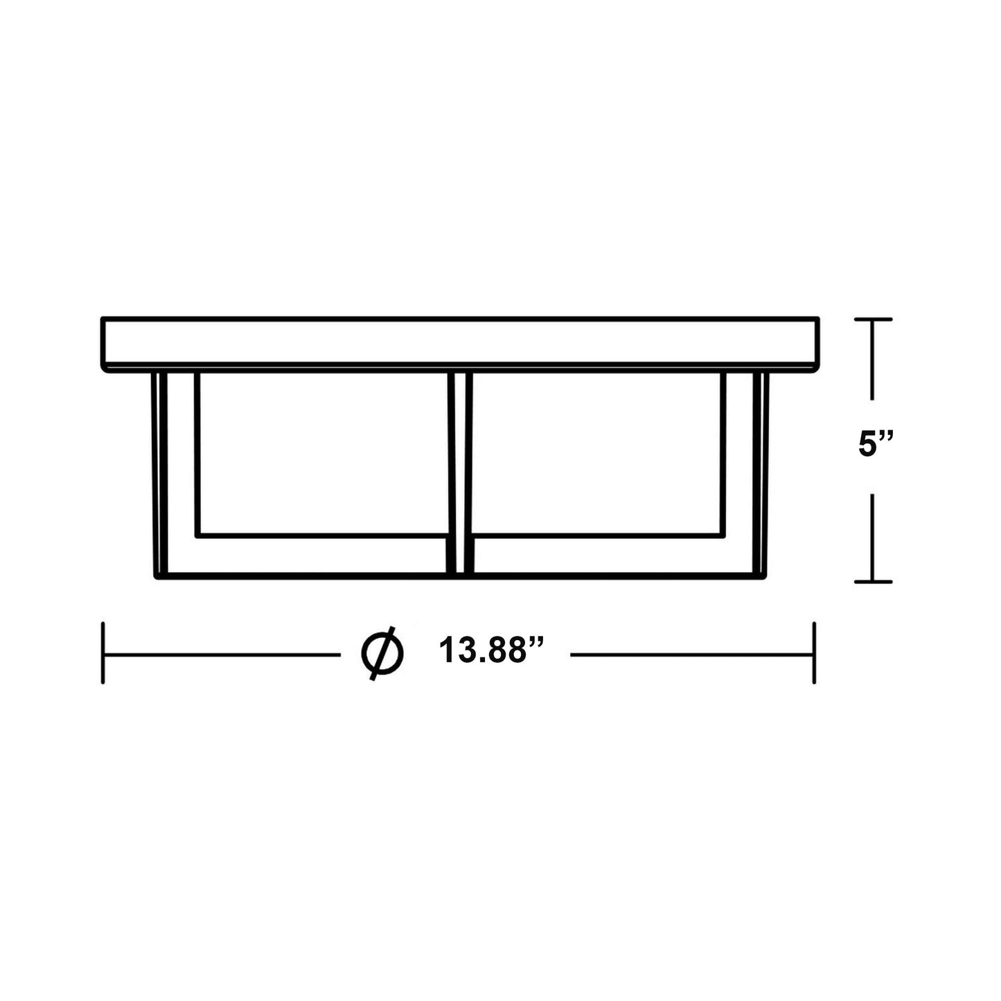 Rivers Flush Mount Ceiling Light - line drawing.