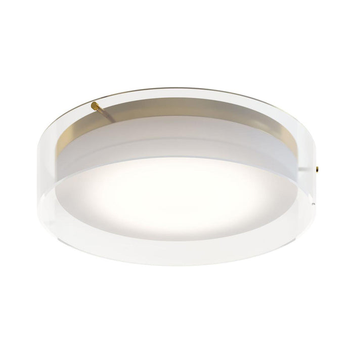Studio LED Flush Mount Ceiling Light in Satin Brass (15.5-Inch).