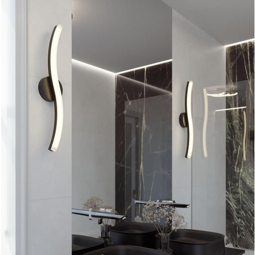 Trace LED Vanity Wall Light in bathroom.