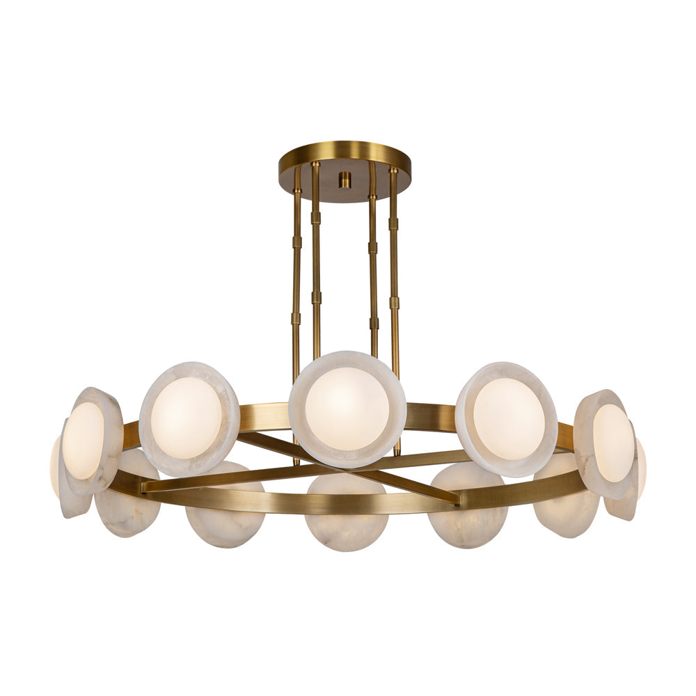 Alonso LED Chandelier in Vintage Brass/Alabaster (Large).