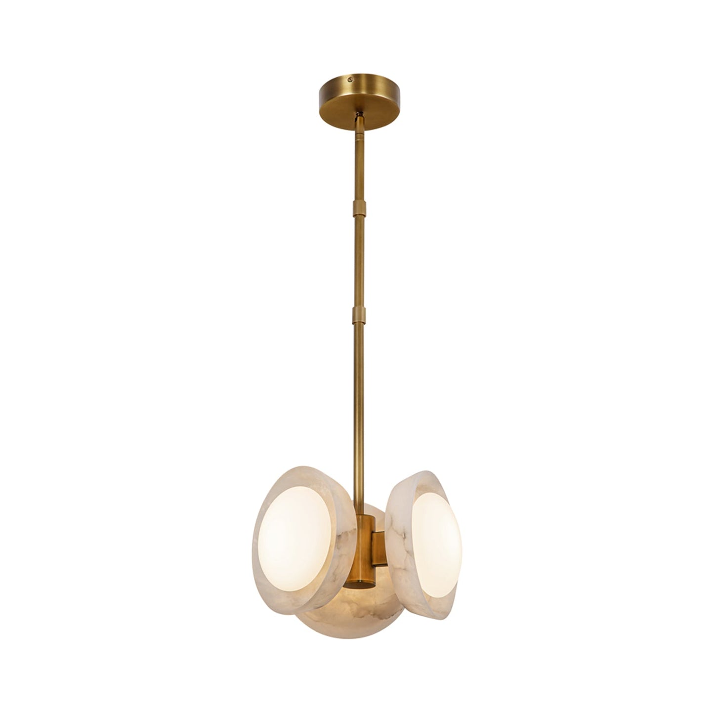Alonso LED Pendant Light in Vintage Brass/Alabaster.