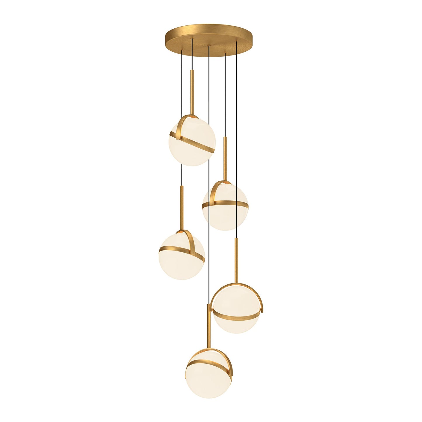 Globo Multi-Light LED Pendant Light in Brushed Gold (5-Light).