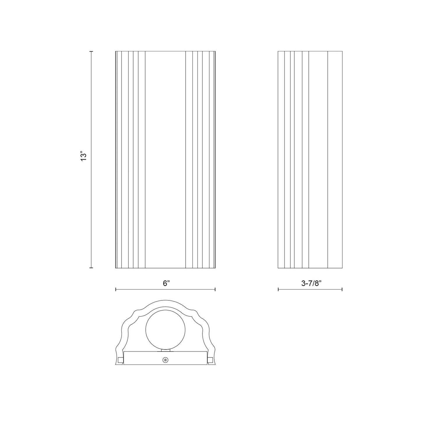 Martine Wall Light - line drawing.