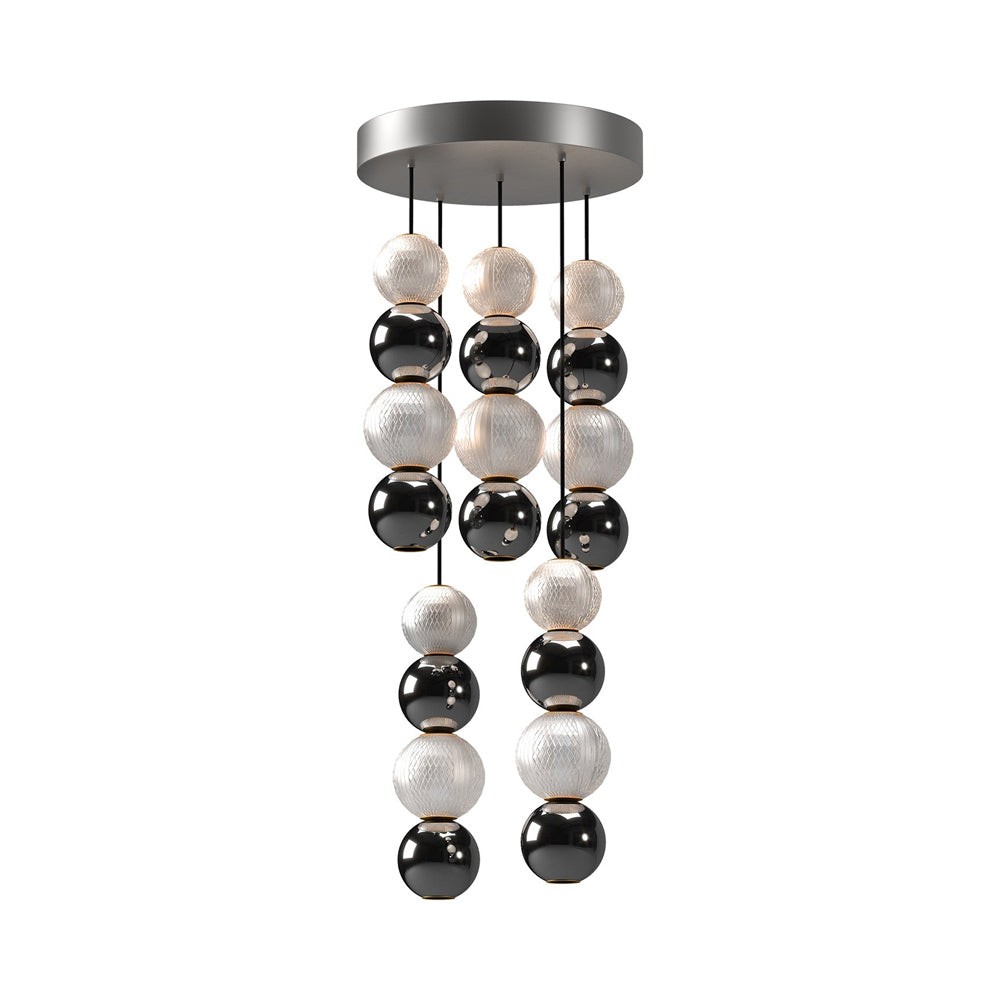 Onyx LED Multi Light Pendant Light in Polished Nickel (45W).