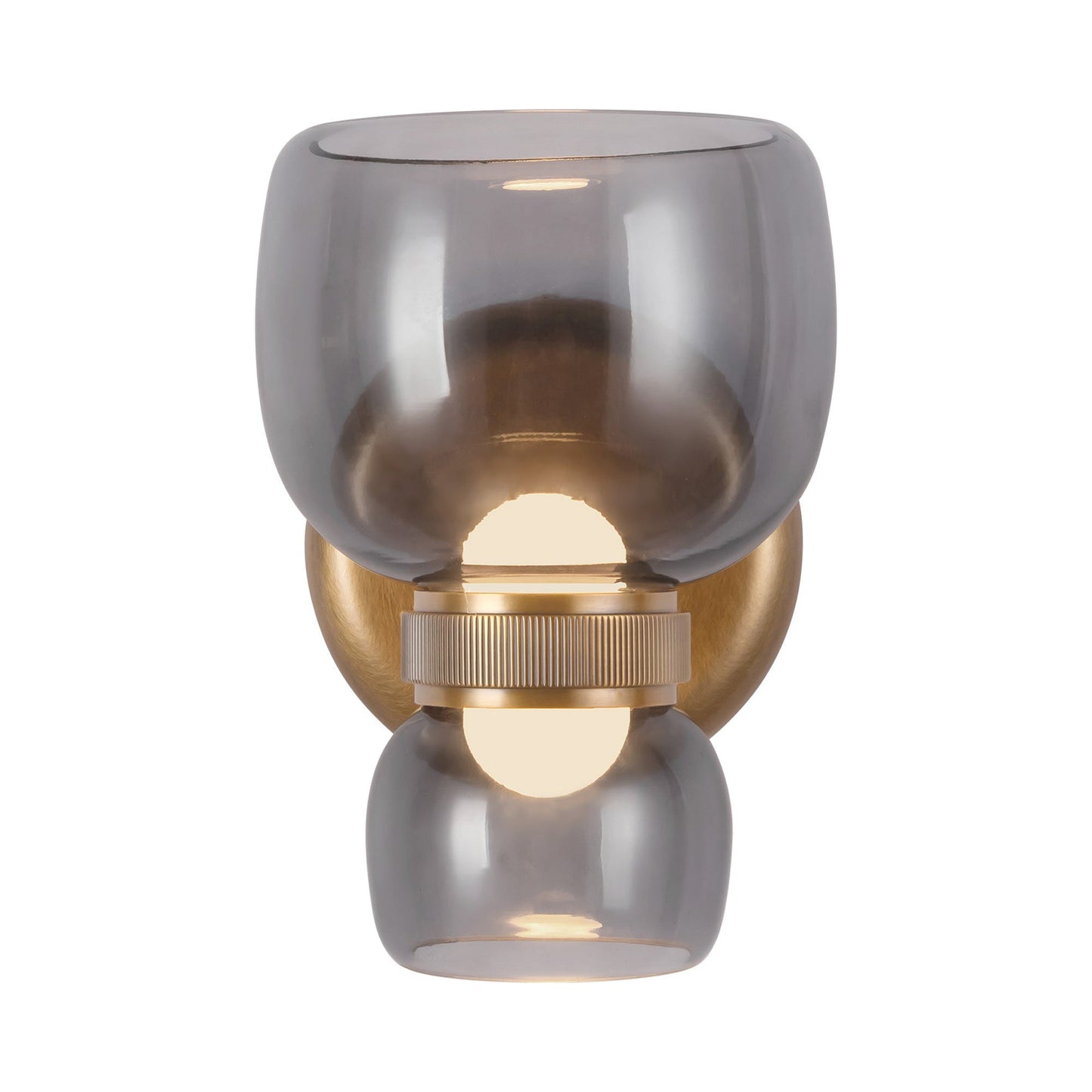 Sutton LED Bath Wall Light in Vintage Brass (Smoked Glass).