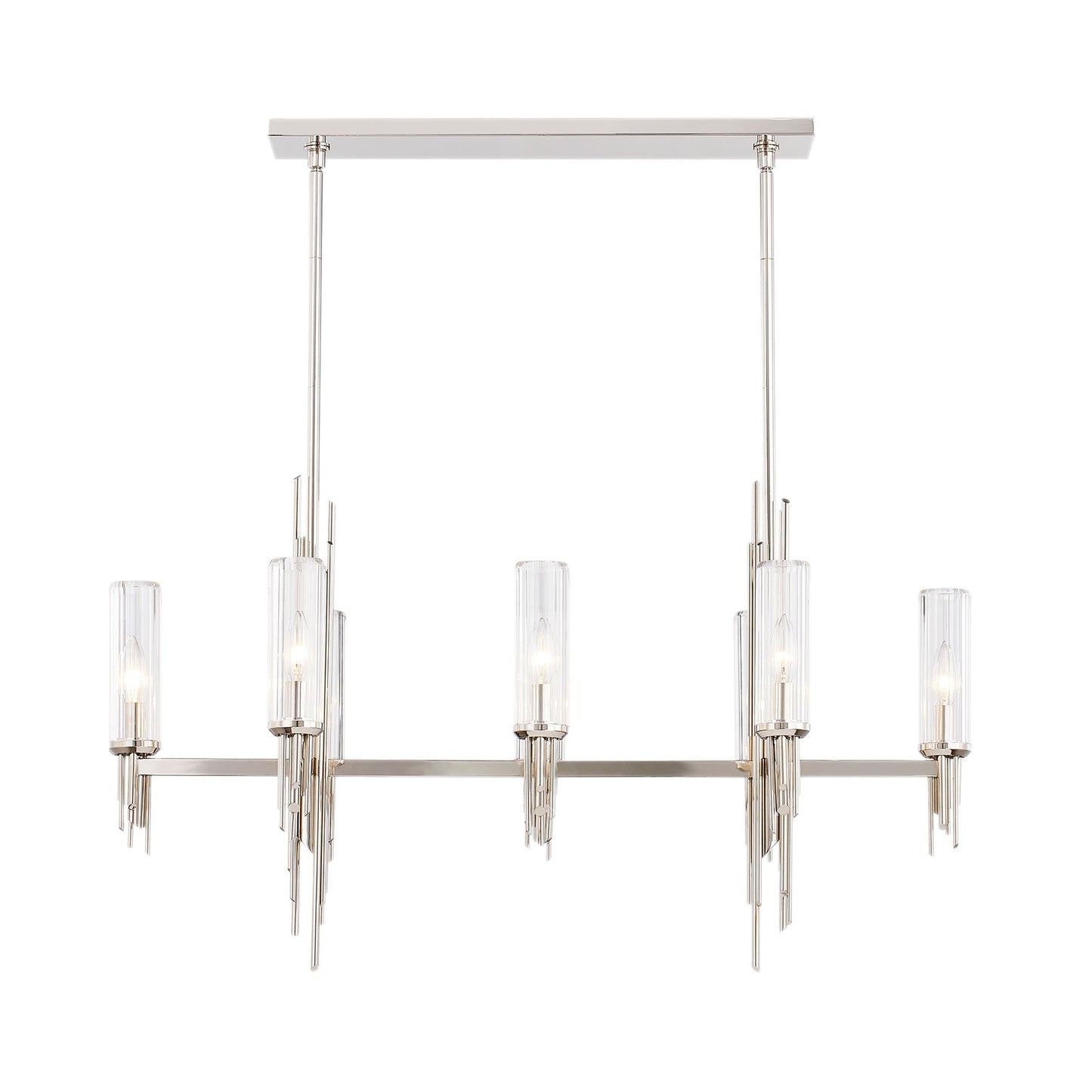 Torres Linear Pendant Light in Polished Nickel.