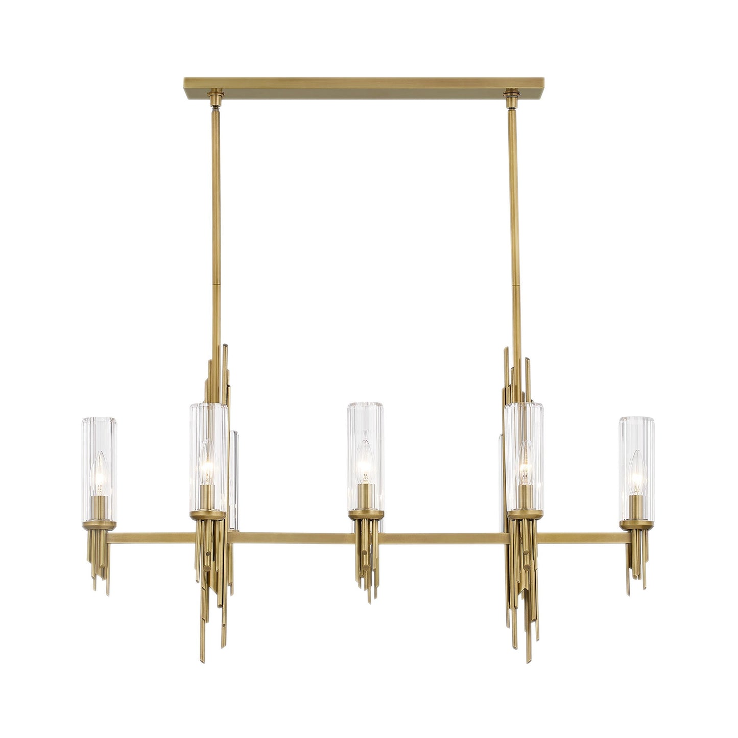 Torres Linear Pendant Light in Vintage Brass.