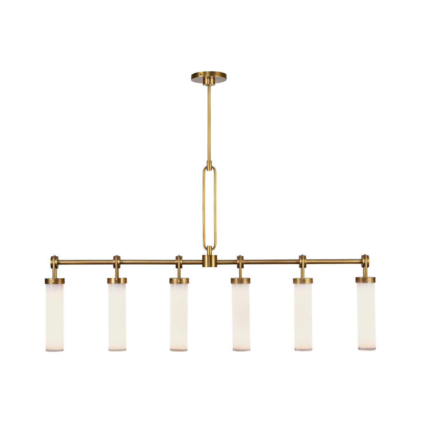 Wynwood Linear Pendant Light in Vintage Brass.