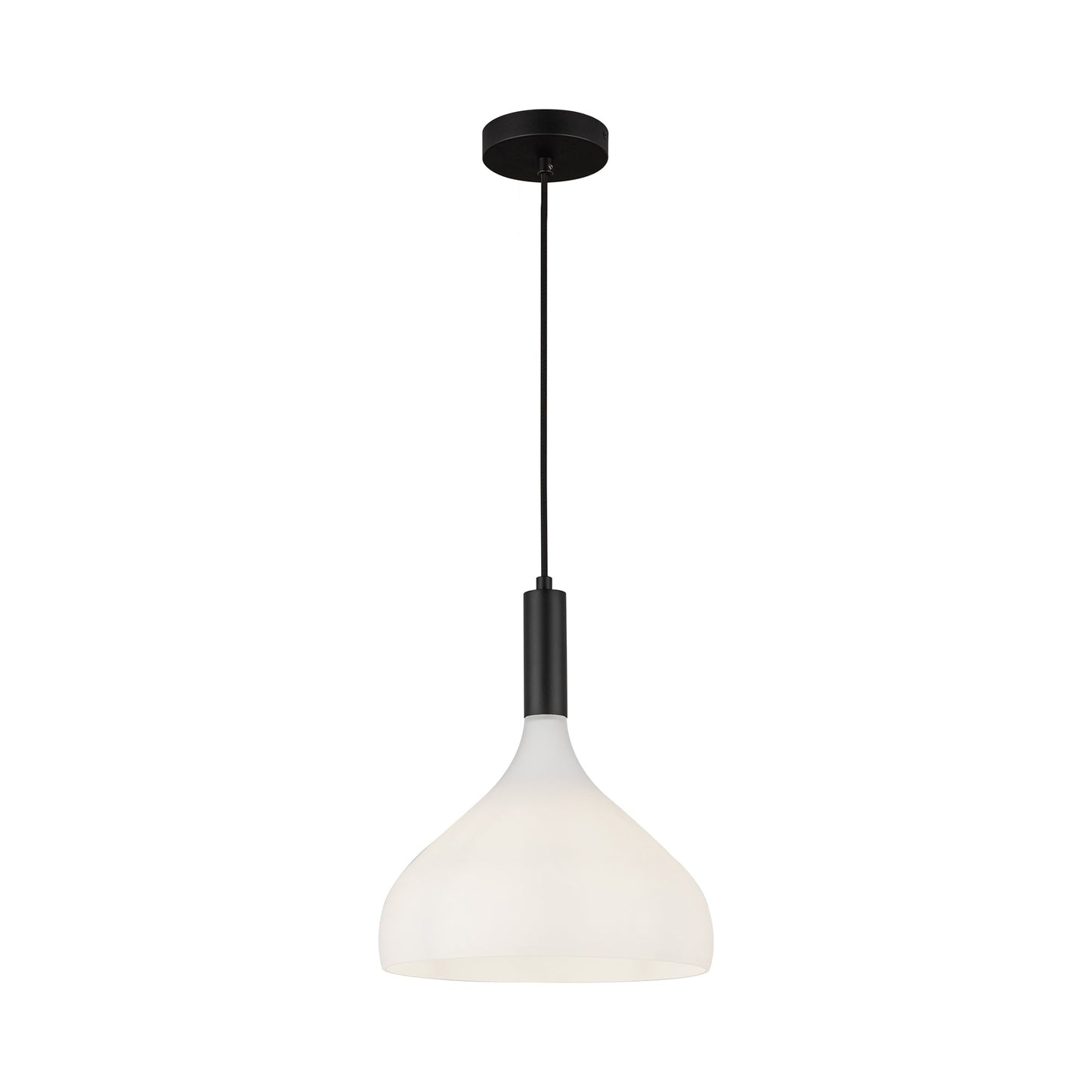 Belleview Pendant Light in Matte Black/Opal Glass.
