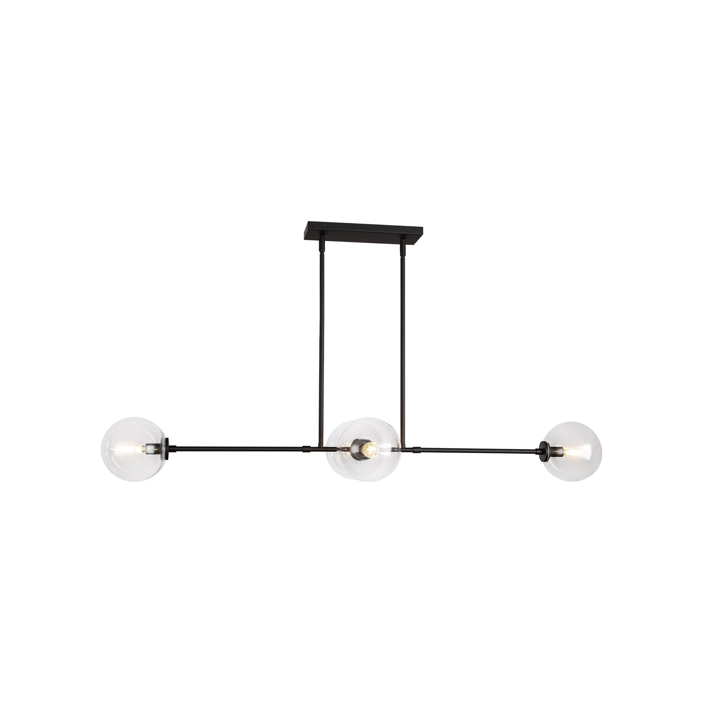 Cassia Linear Pendant Light in Matte Black/Clear Glass.