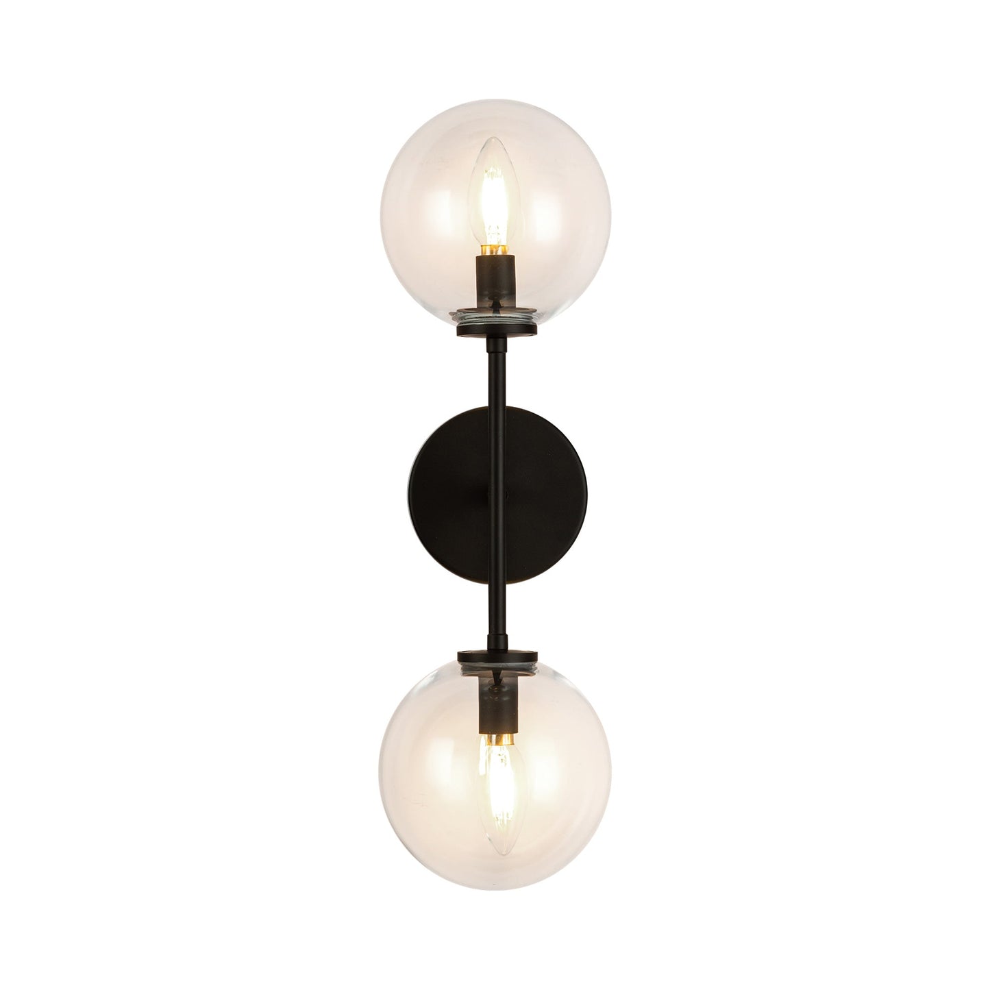 Cassia Wall Light in Matte Black/Clear Glass (2-Light).