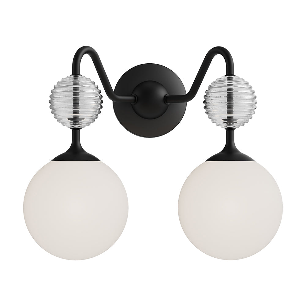 Celia Vanity Wall Light in Matte Black (2-Light).